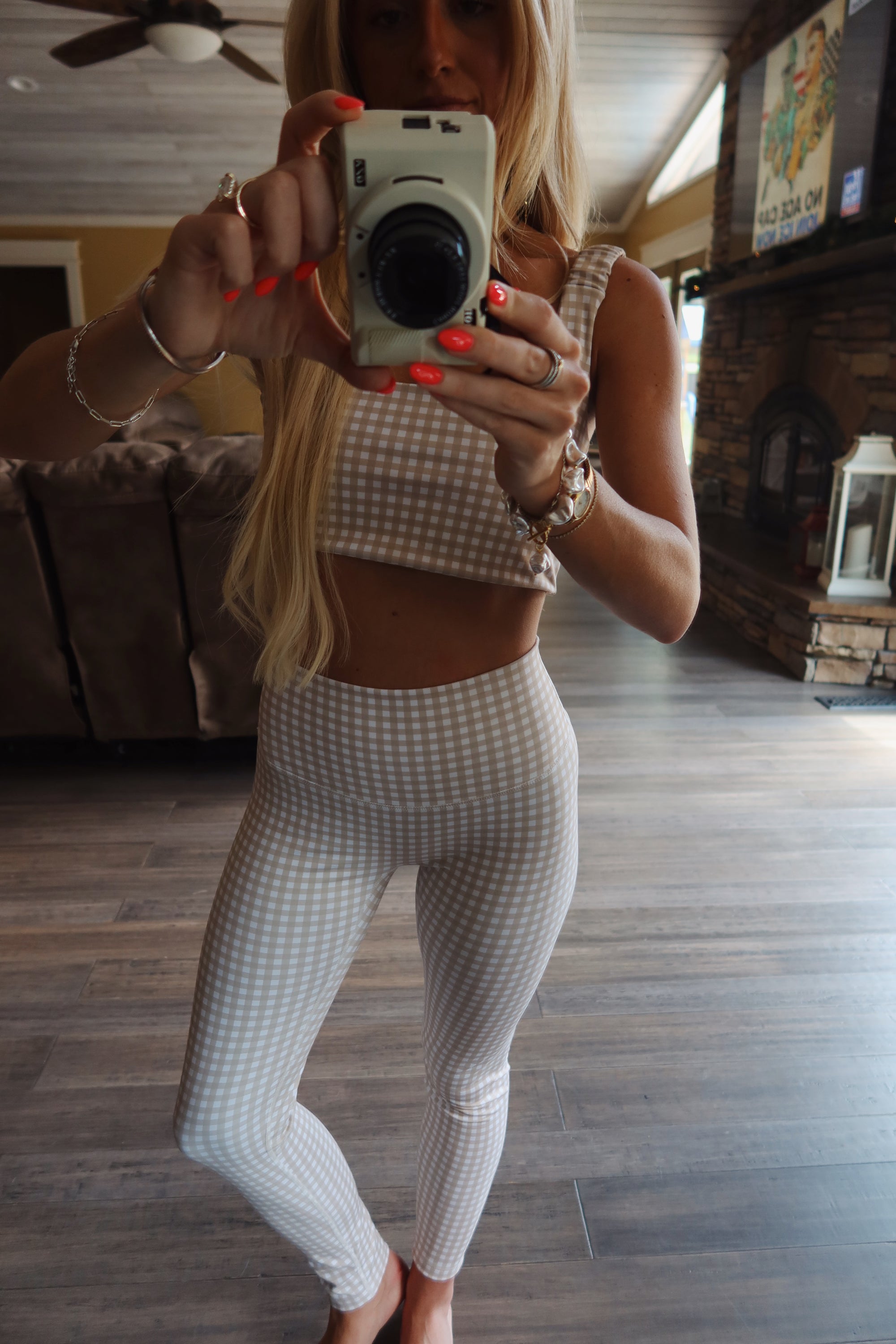 Gingham Workout Set (Beige)