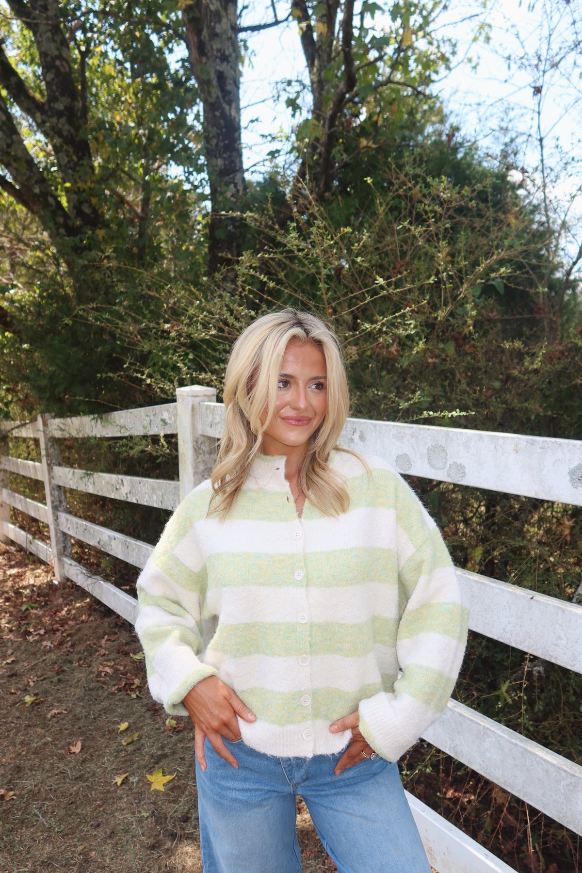 The Heritage Stripe Cardigan (Green)