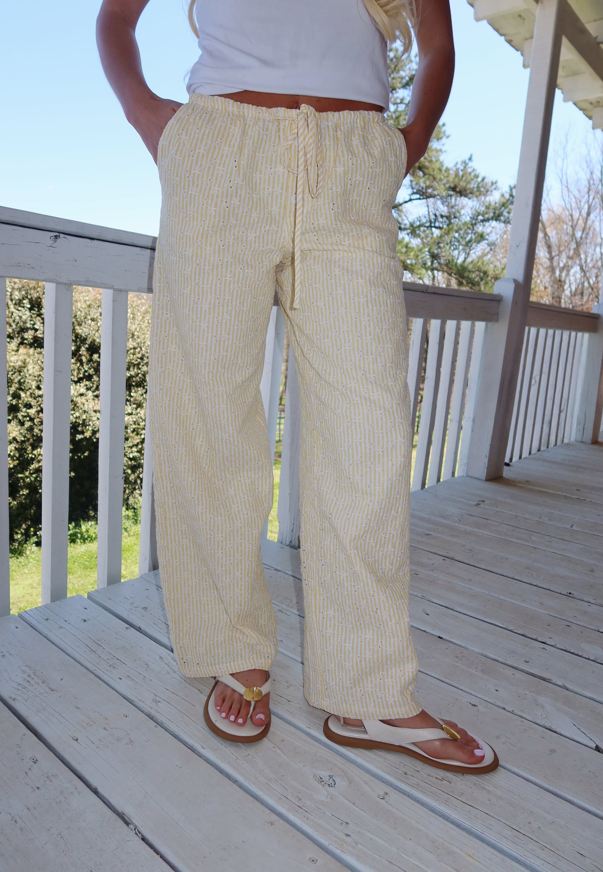 Newport Striped Wide Leg Pants (Yellow)