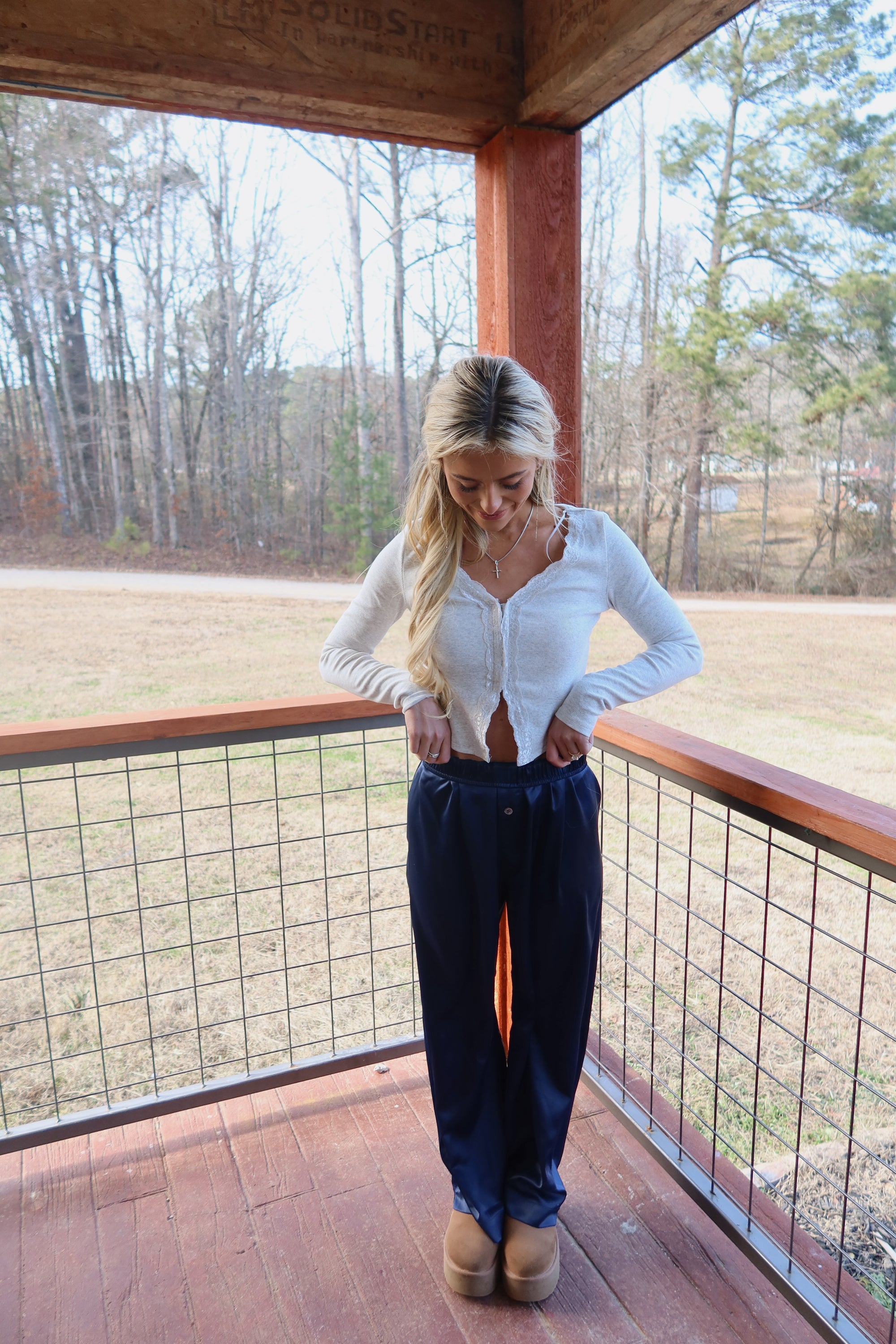 Sylvie Satin Pants (Navy)