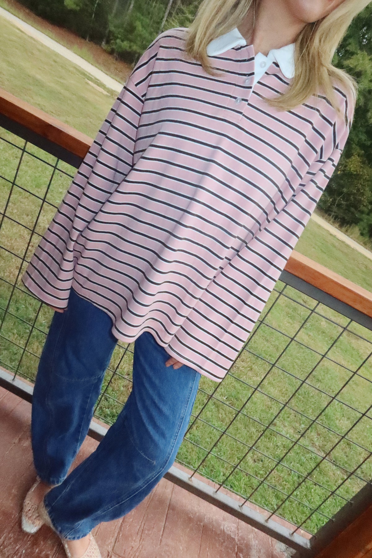 Boxy Striped Rugby Top