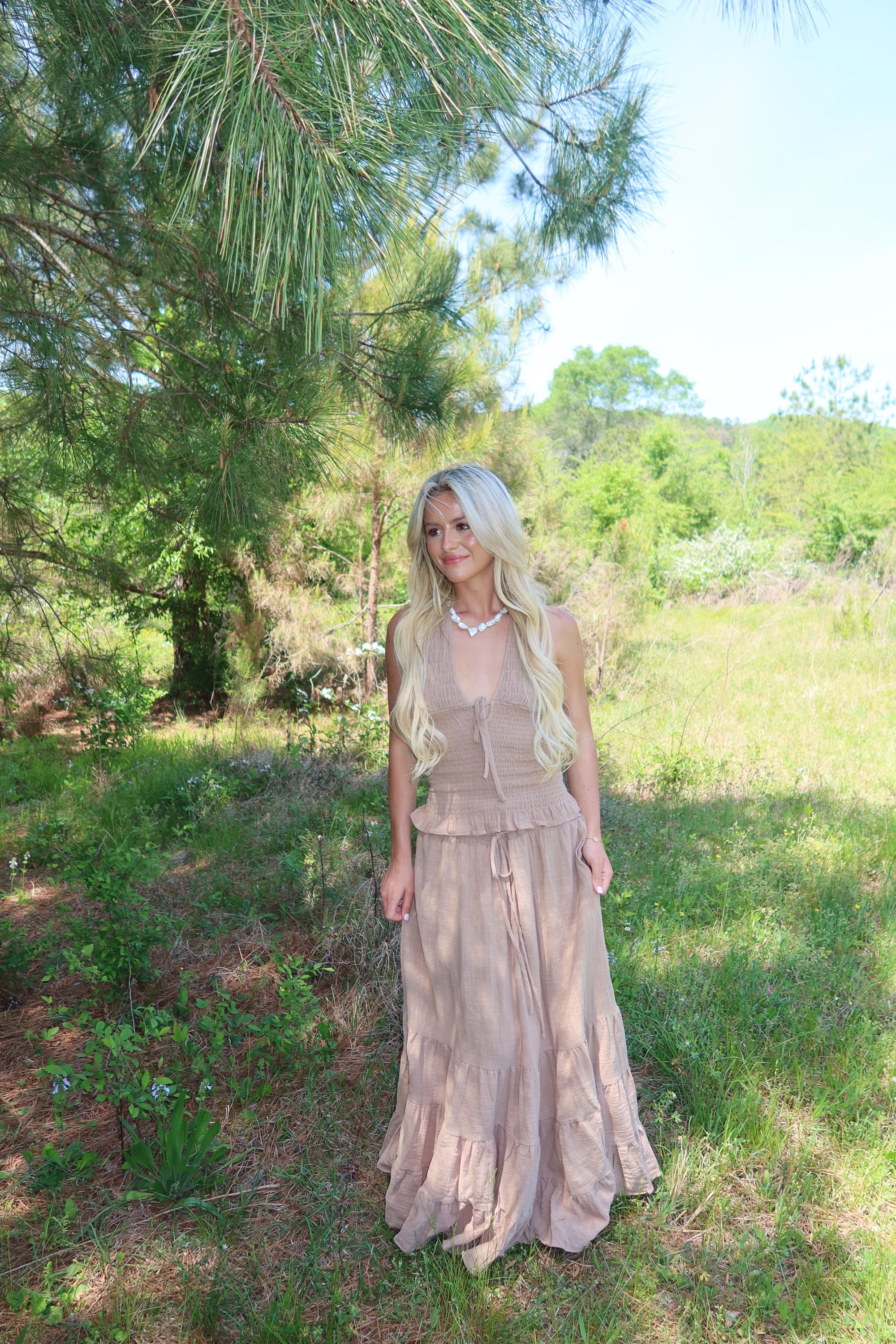 Greta Smocked Halter Set (Rattan)