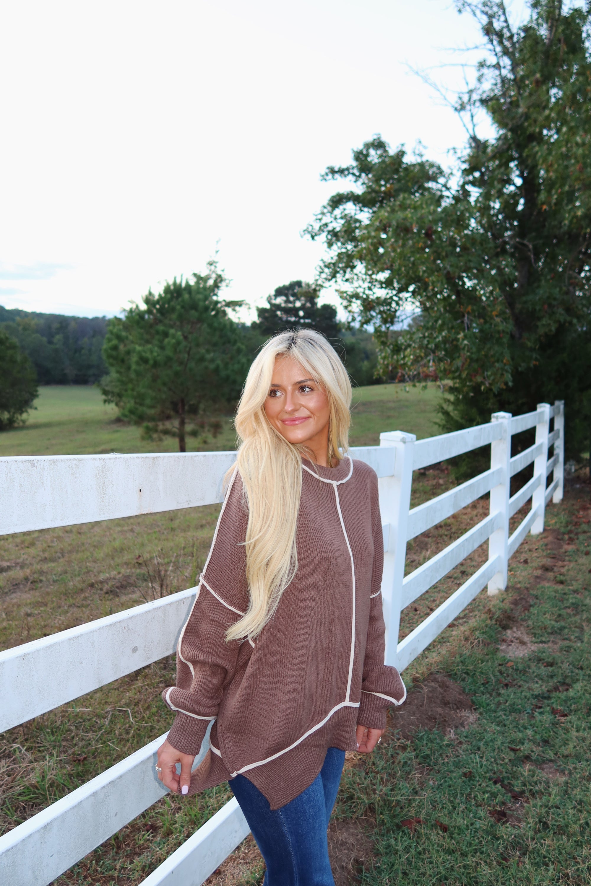 Chestnut Exposed Seam Sweater