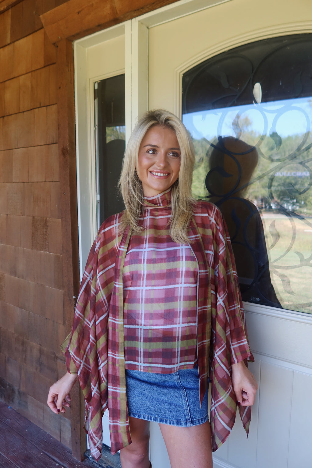 Heidi Plaid Poncho Top