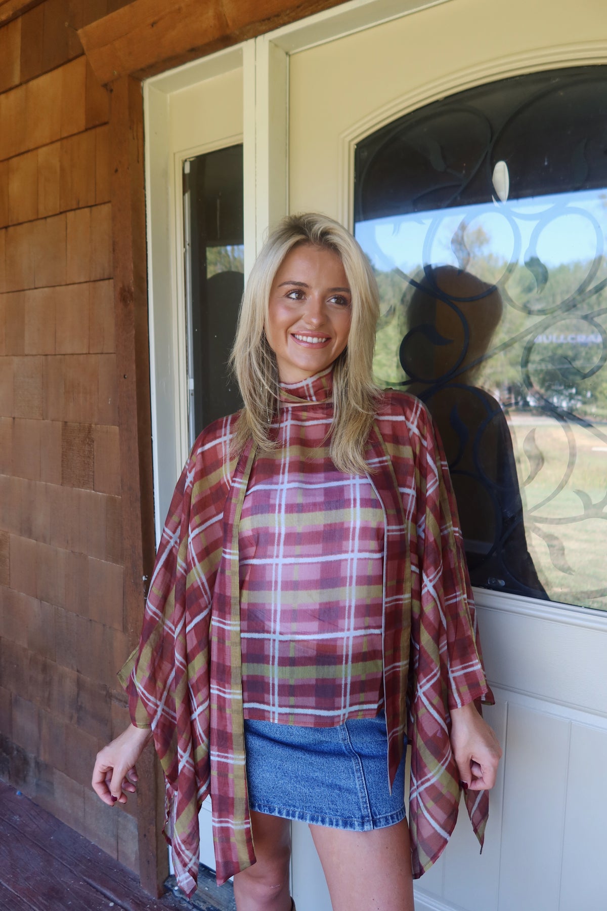 Heidi Plaid Poncho Top