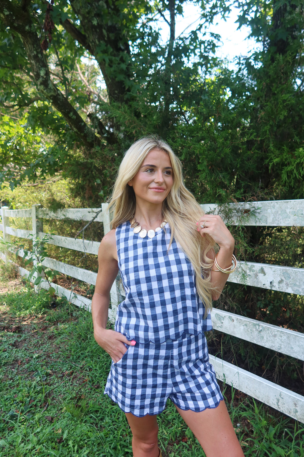 Autumn Patch Gingham Set (Navy)