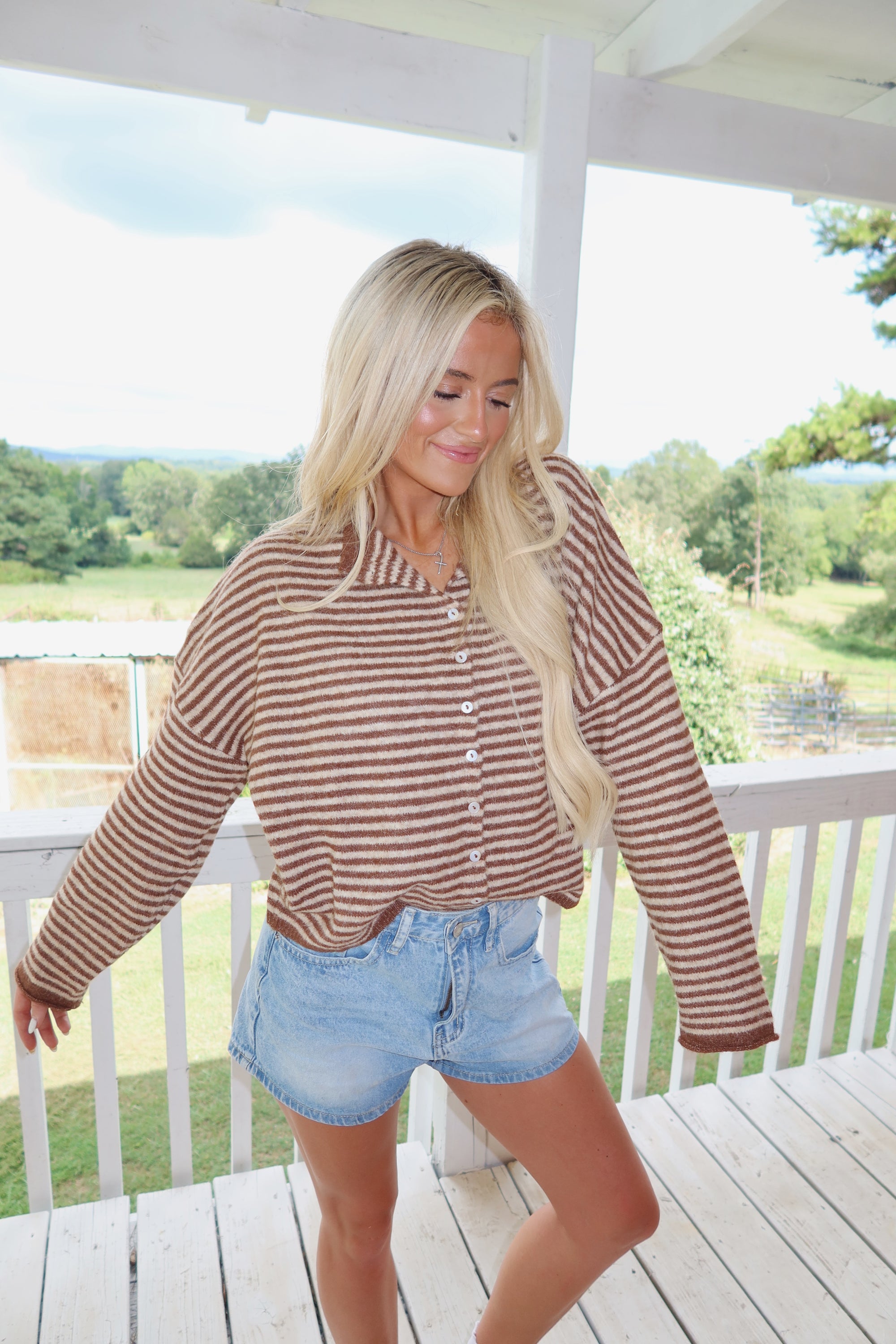 Clara Cardigan (Brown Striped)