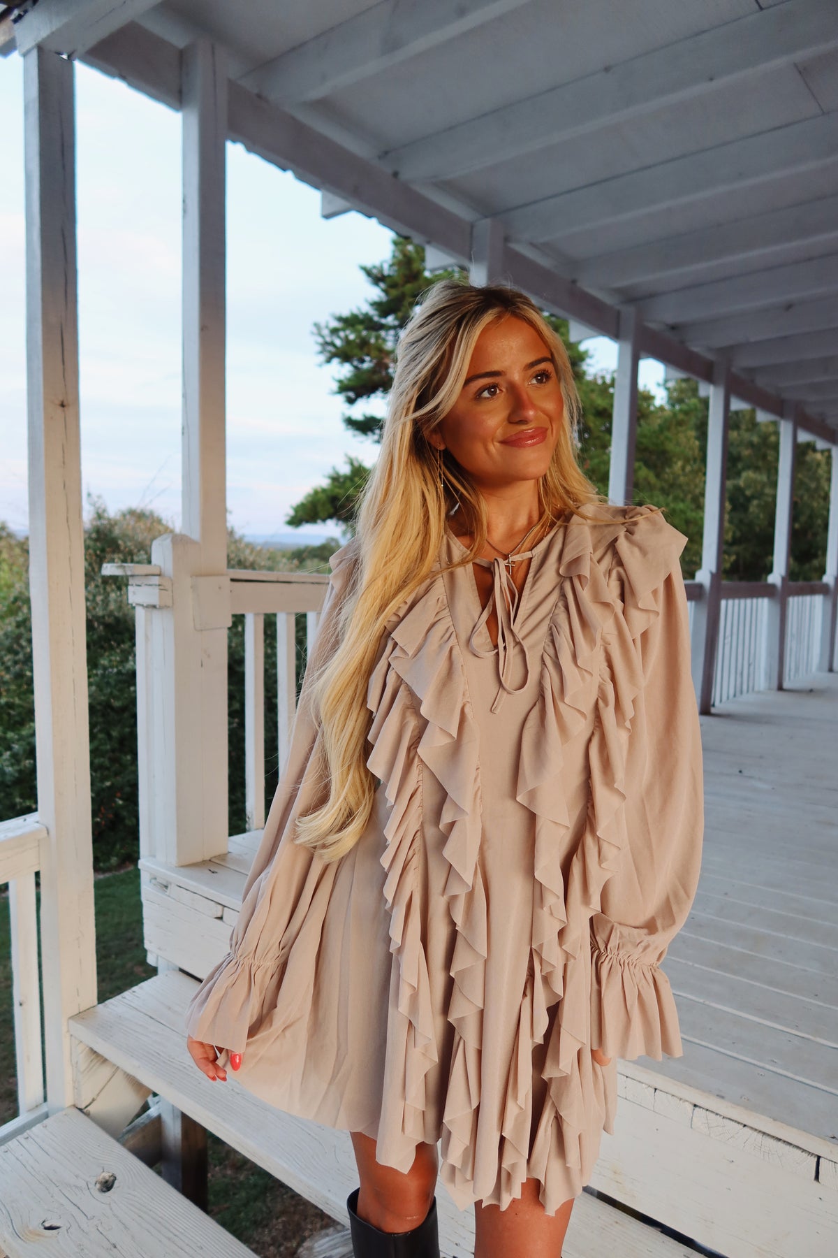 *LAST ONE* Ruffles Romper Dress (stone)