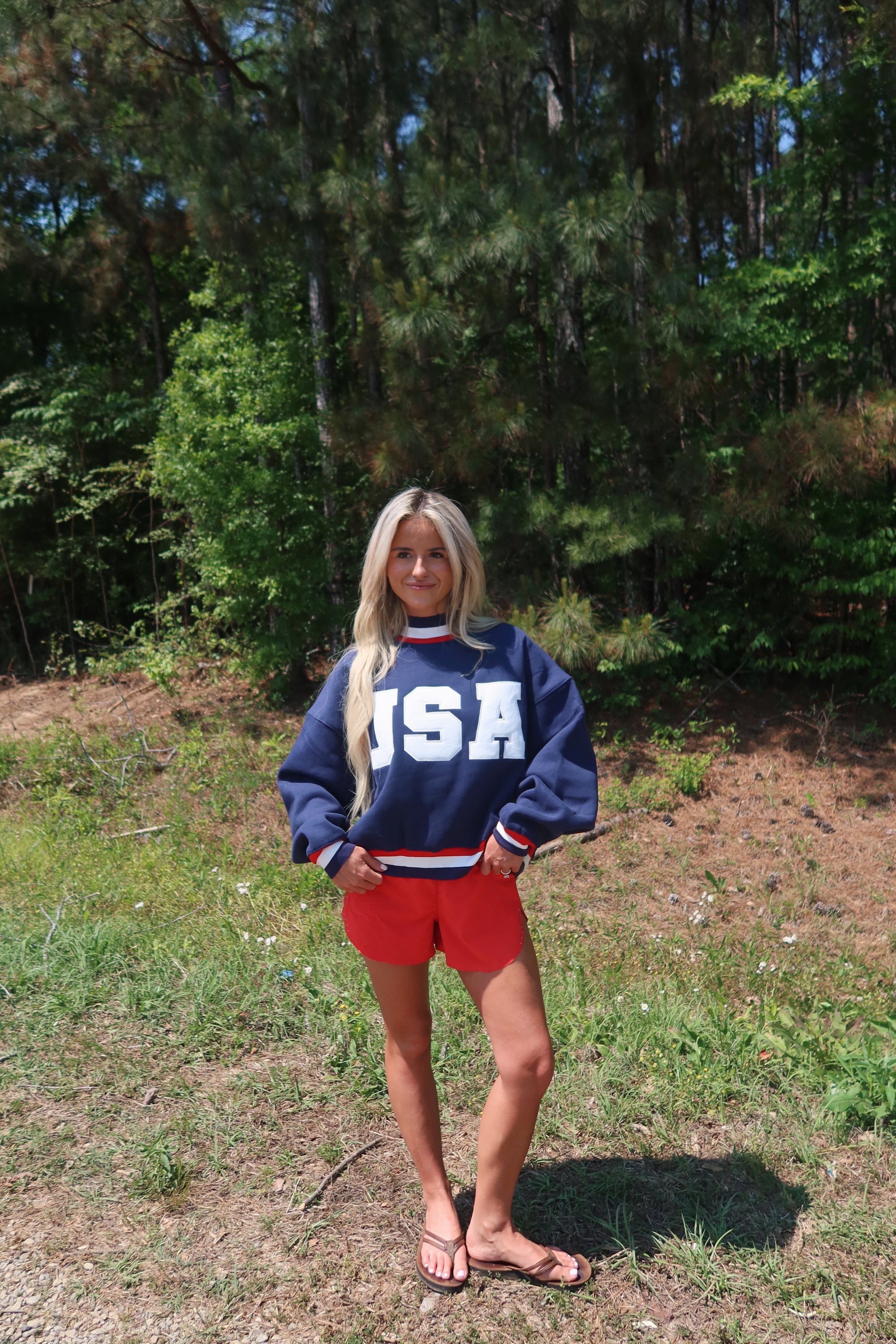 USA Mock Neck- Navy