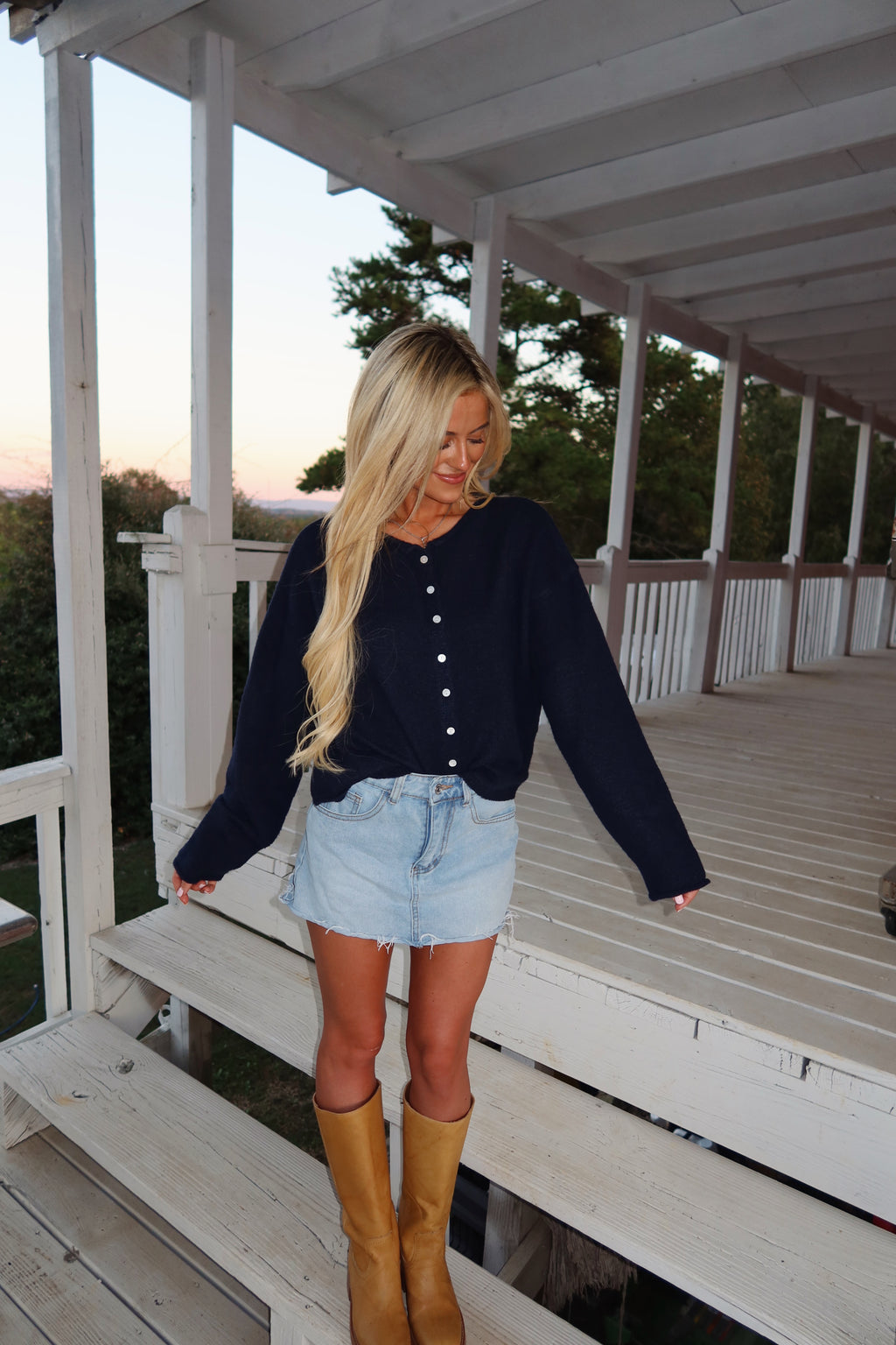 Essentials Button Down Cardigan- Navy