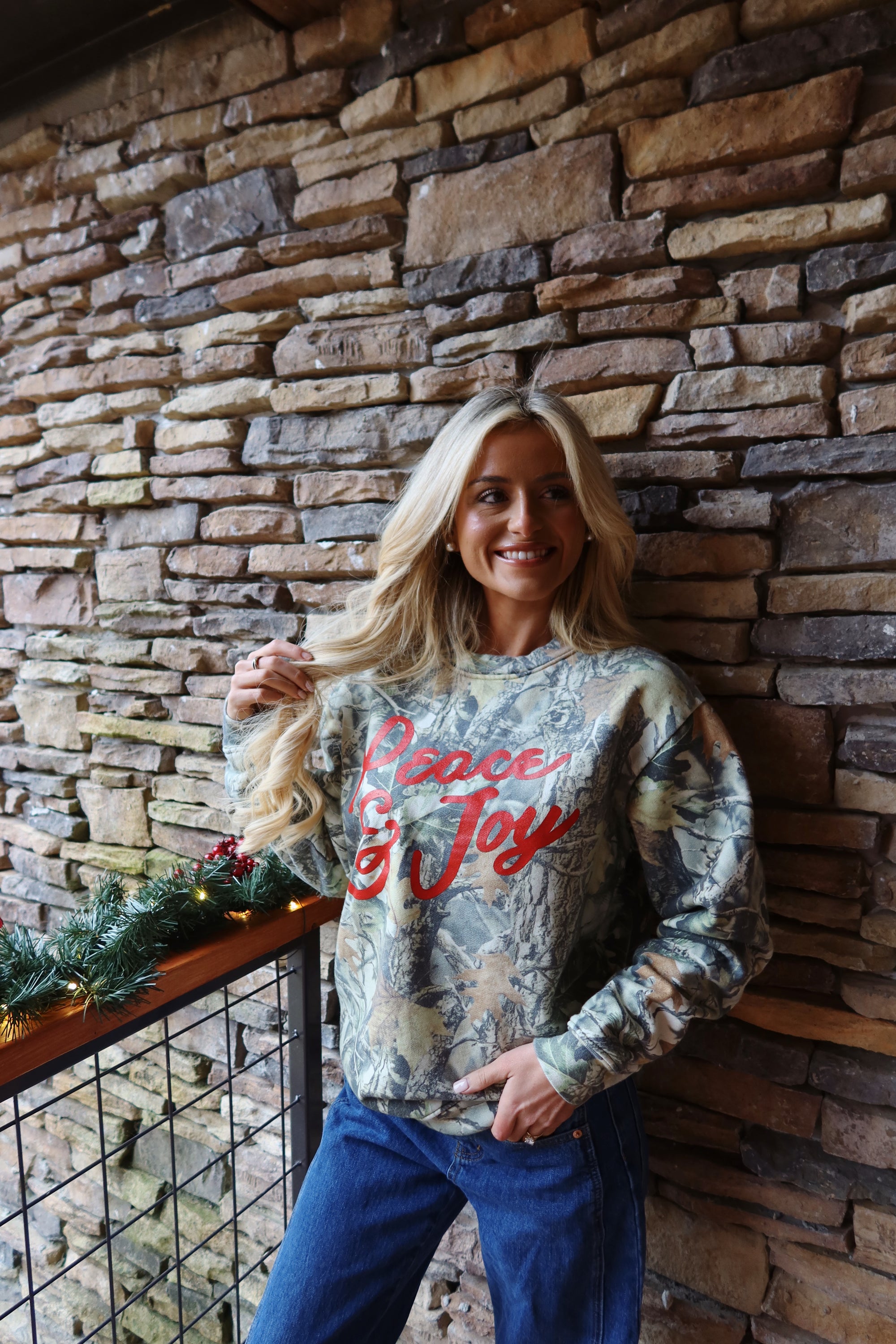 Peace & Joy Holiday Christmas Camo Crew