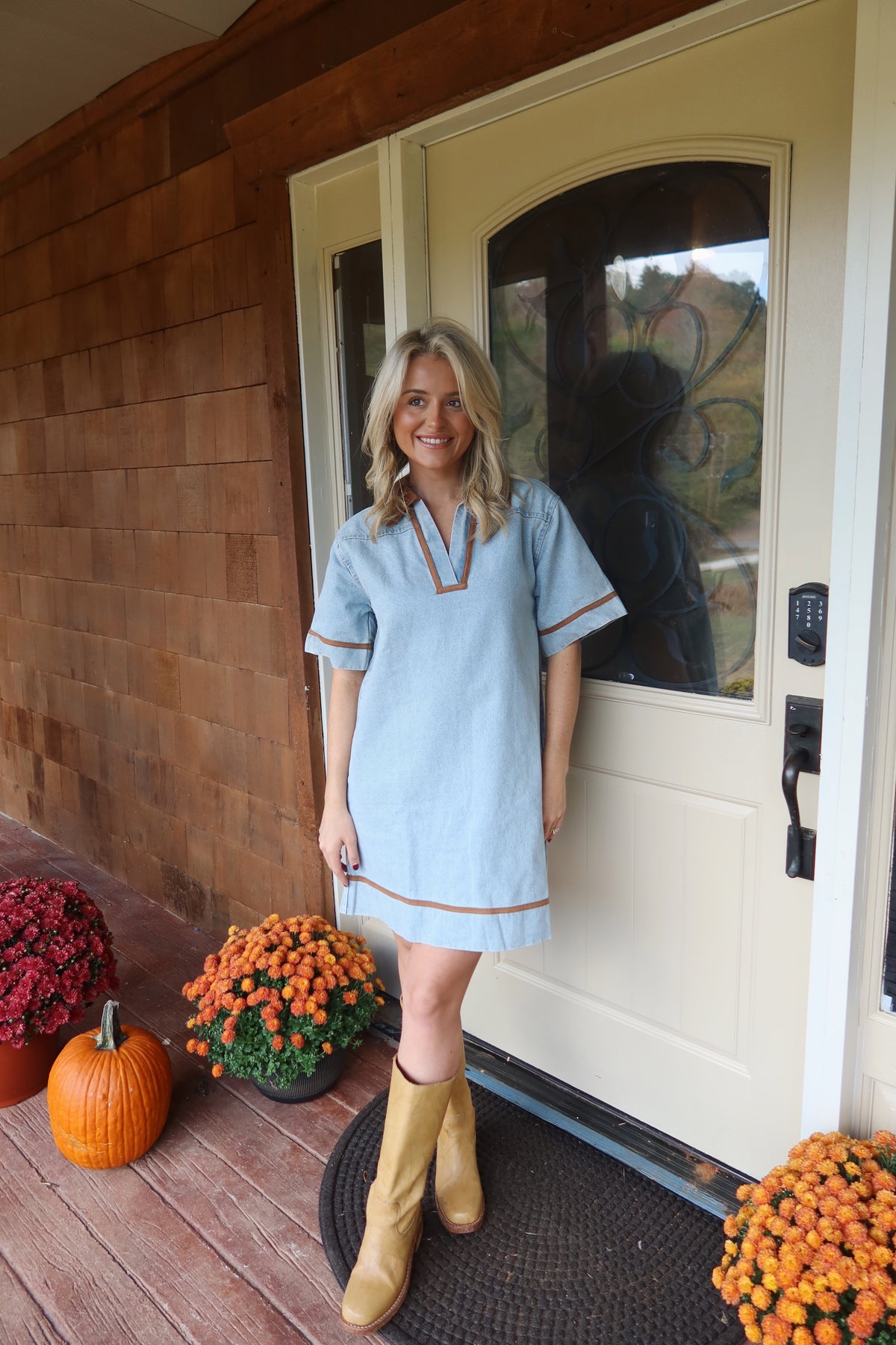 Marcie V-neck Denim Dress