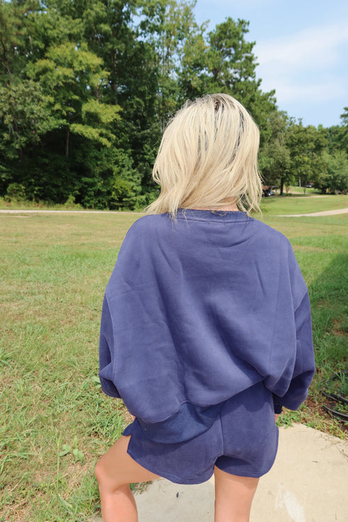 (RESTOCK) No Plans Sweatshort Set (Navy)