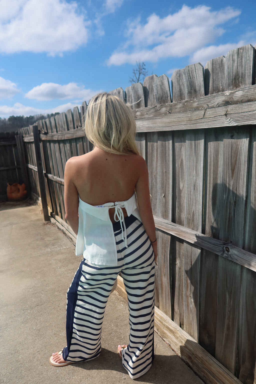 Ease Linen Back Tie Top