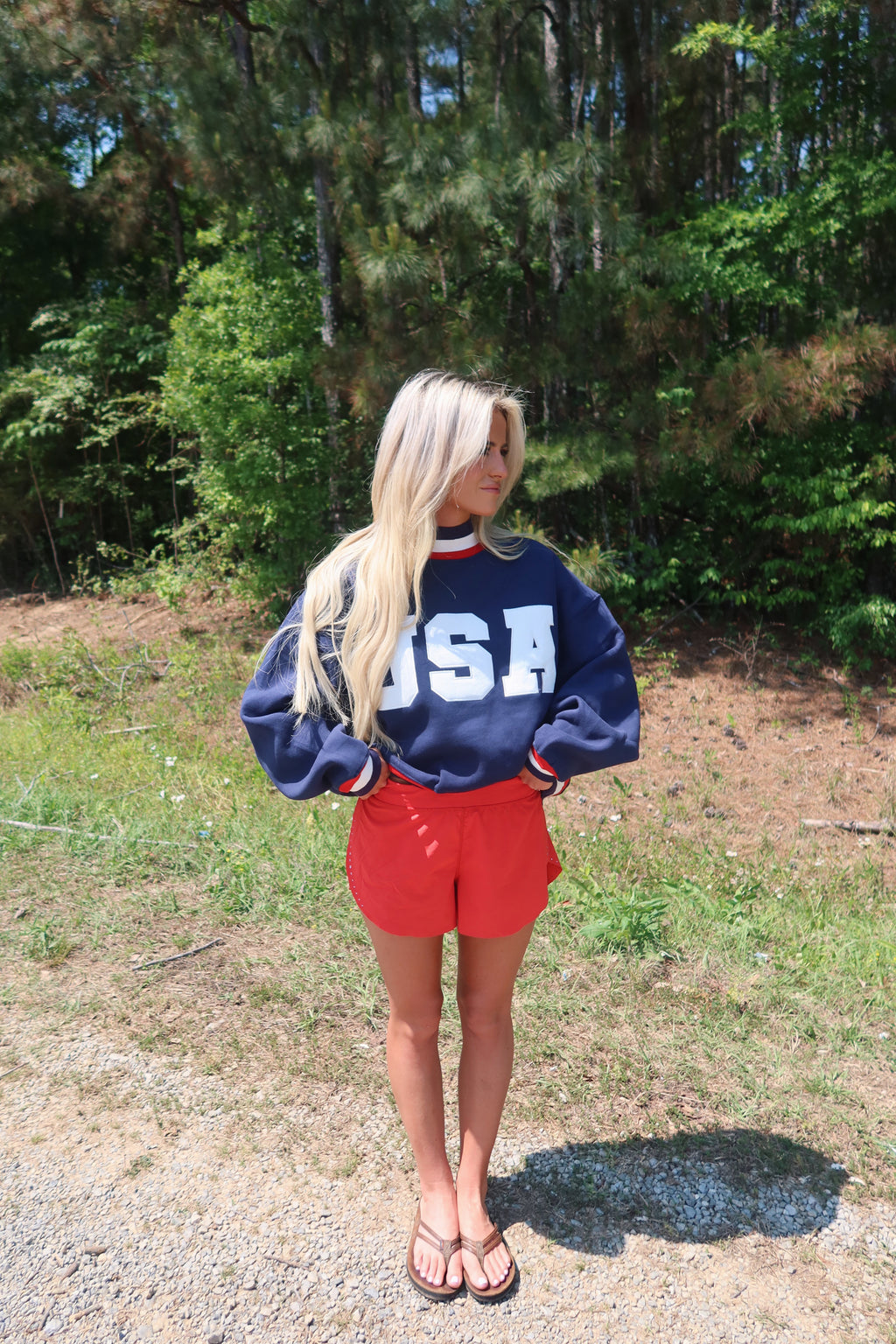 USA Mock Neck- Navy