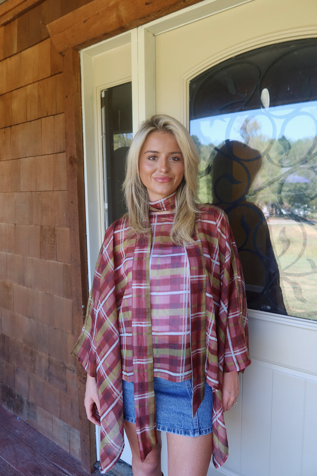 Heidi Plaid Poncho Top