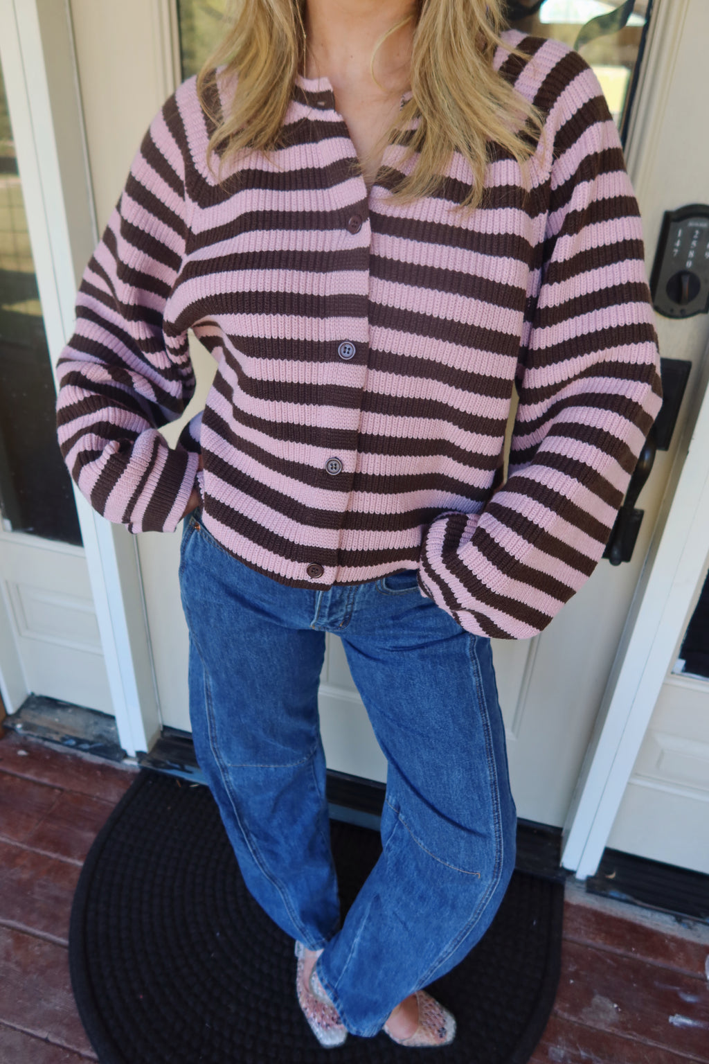 Caro Raglan Striped Cardigan