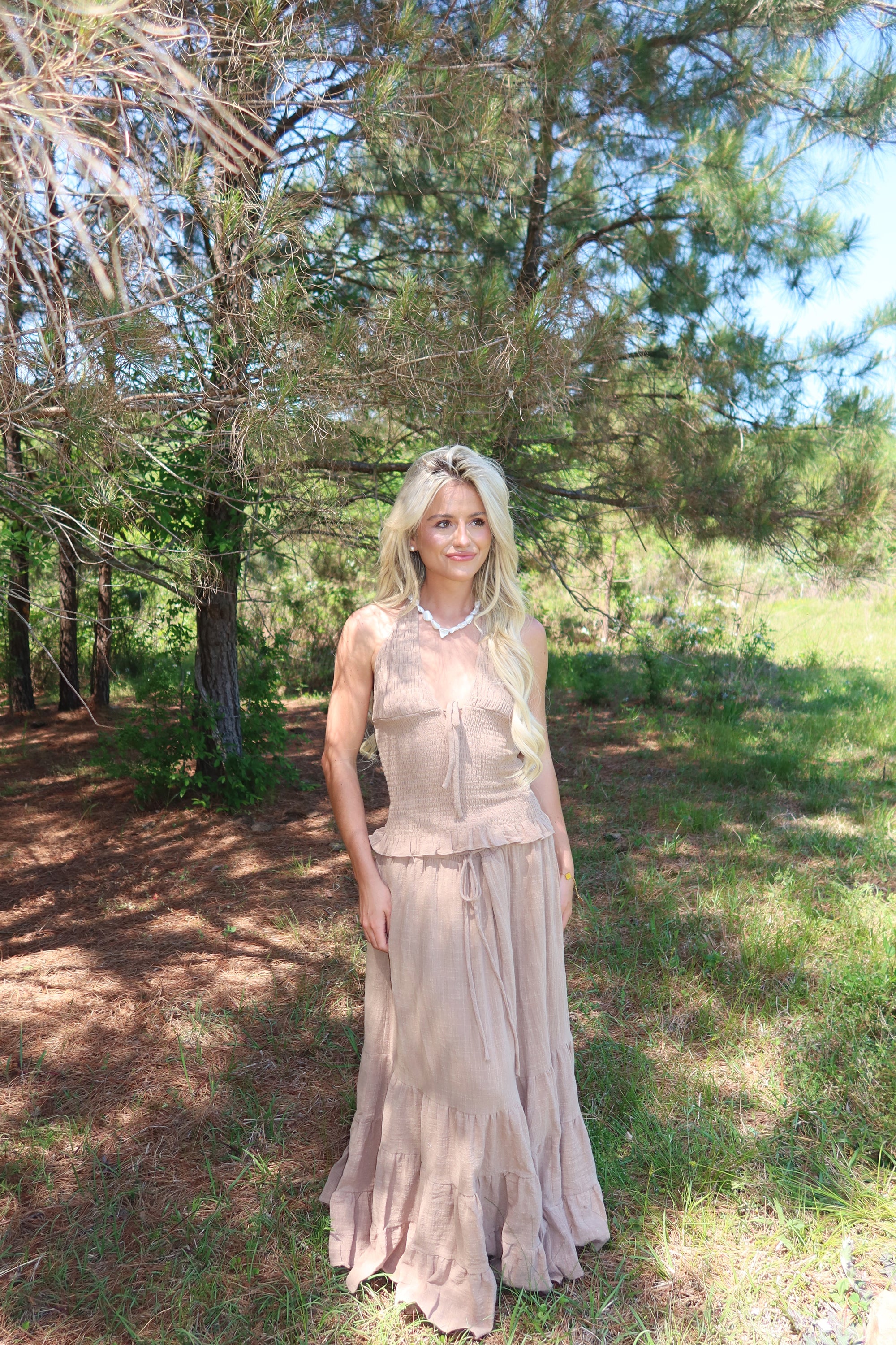 Greta Smocked Halter Set (Rattan)
