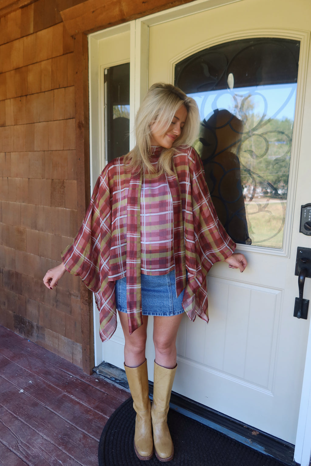 Heidi Plaid Poncho Top
