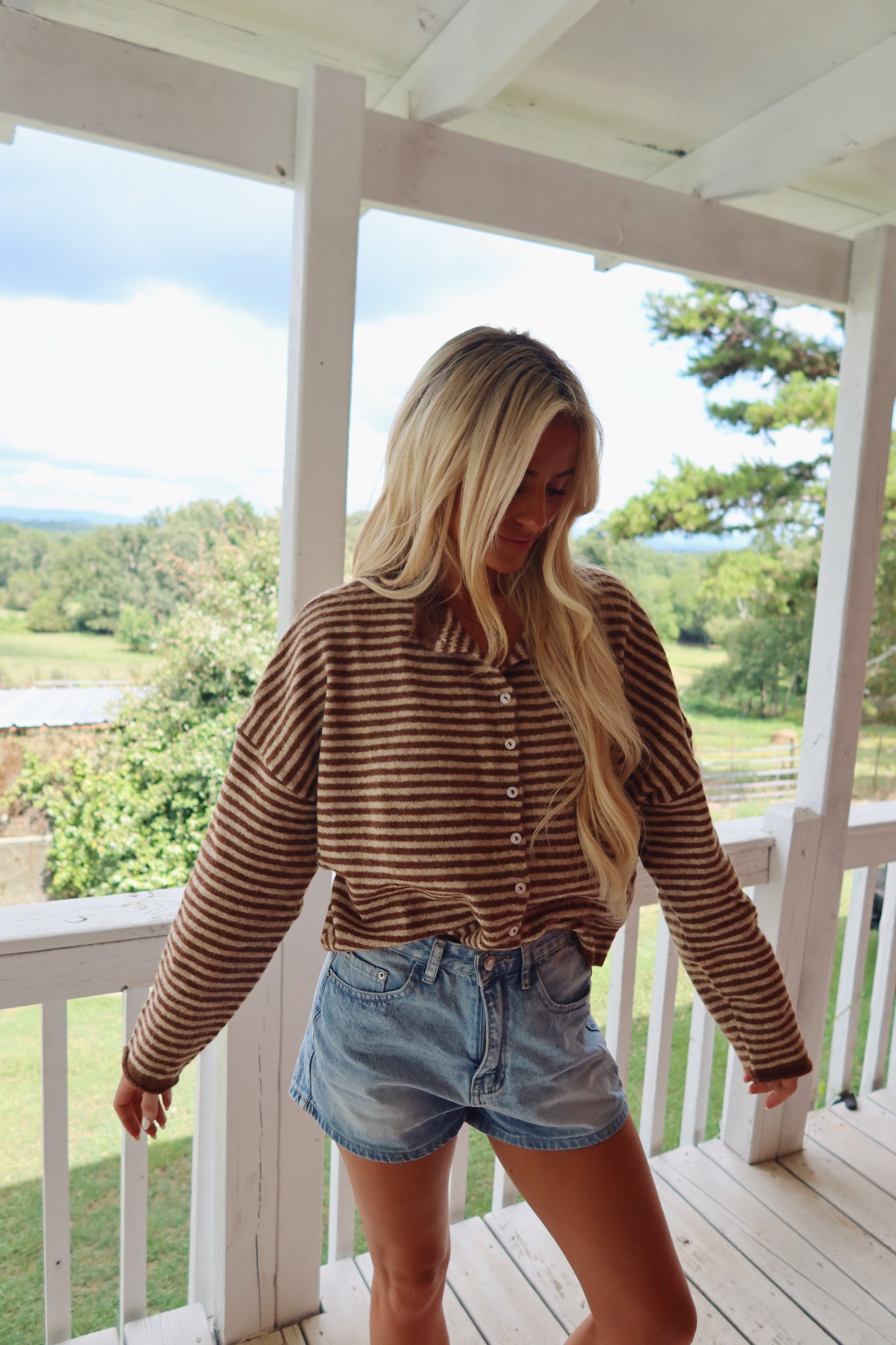 Clara Cardigan (Brown Striped)