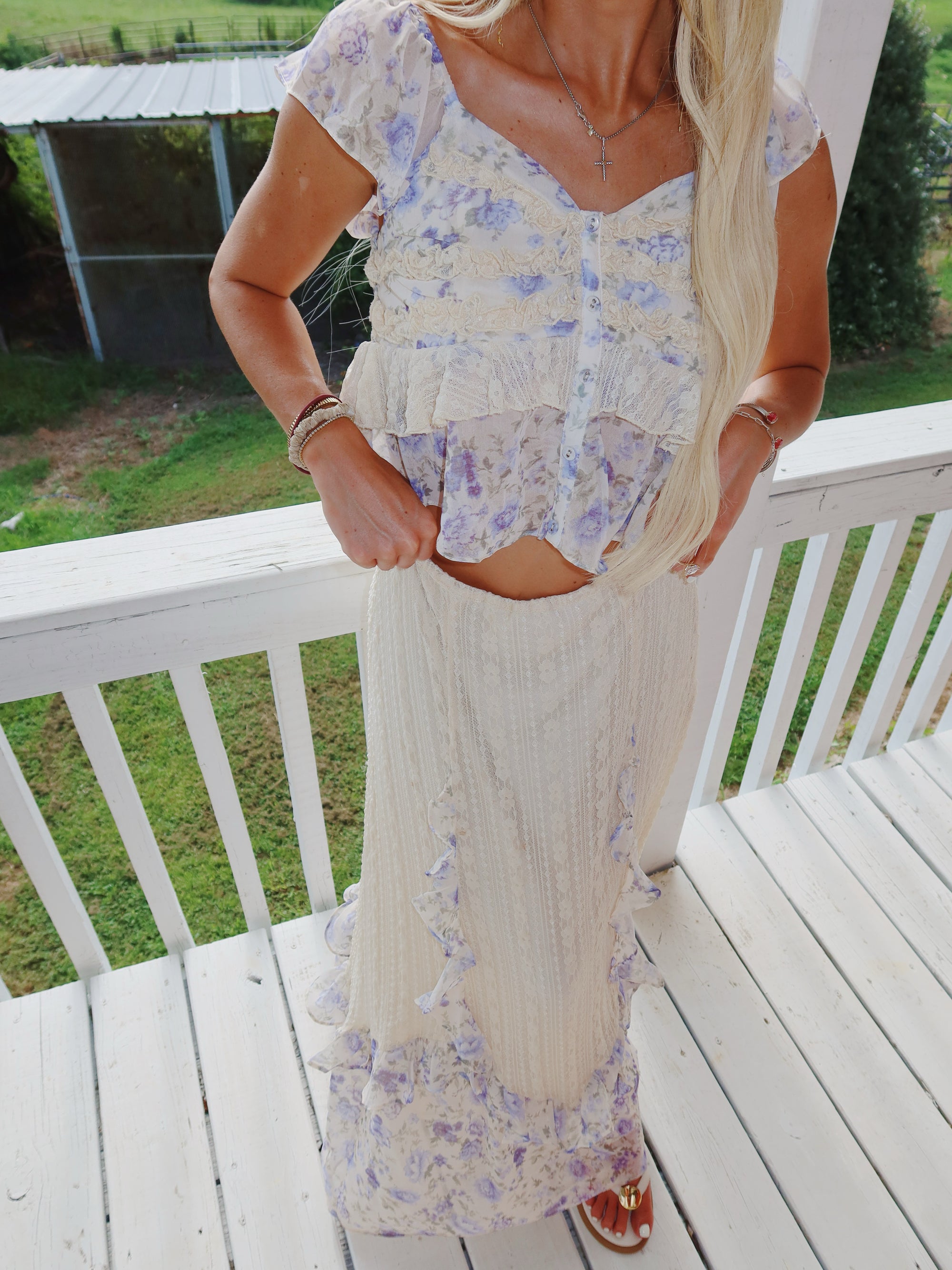 Charleston Floral Skirt-Purple