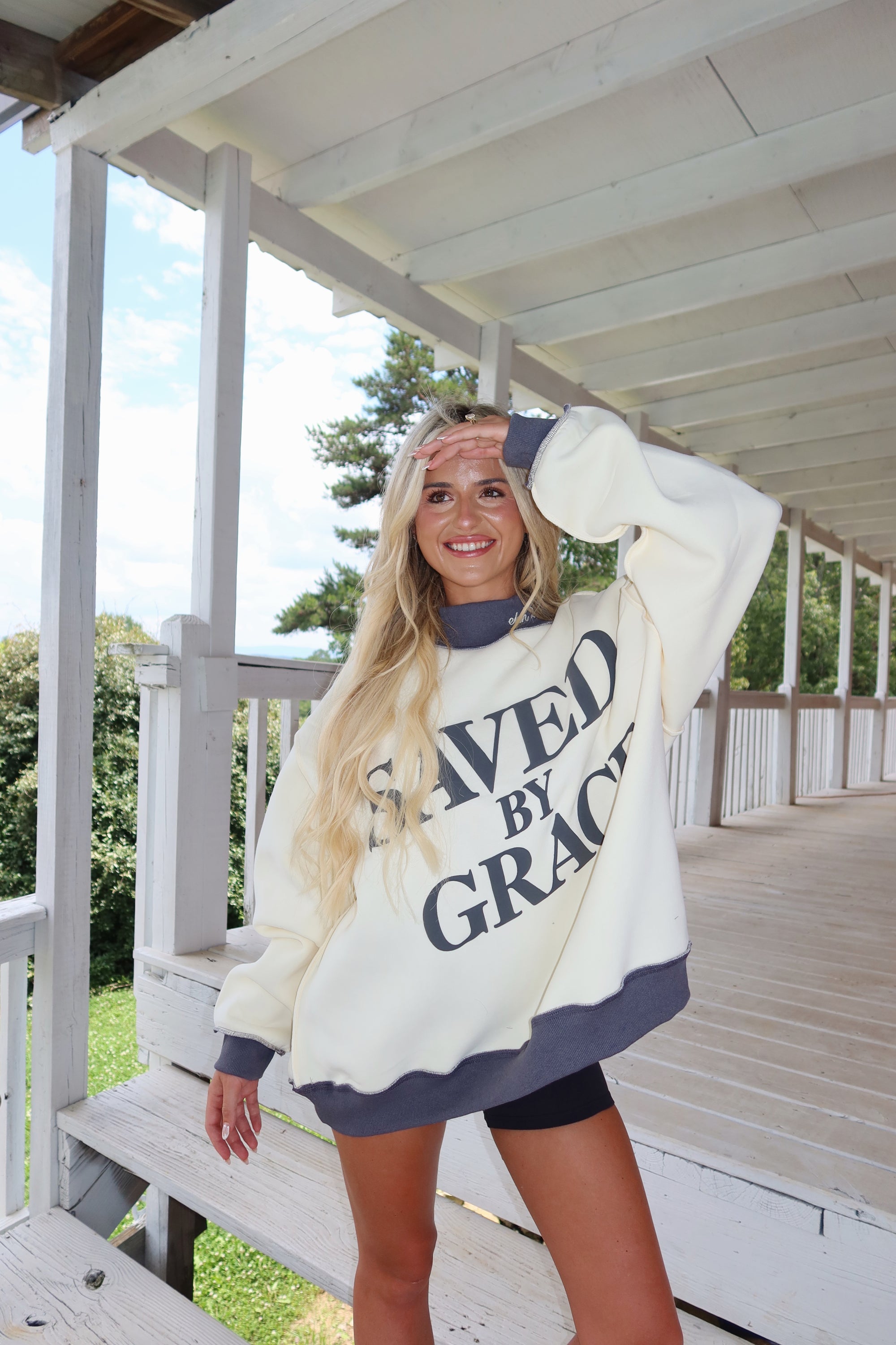 SAVED BY GRACE MOCK-NECK