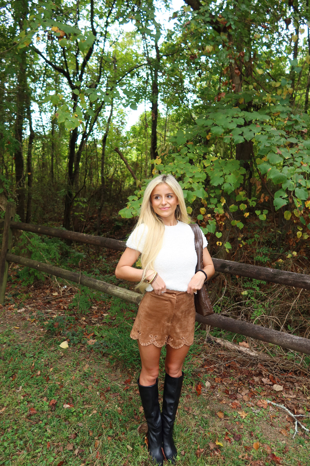 Cinnamon Suede Eyelet Shorts