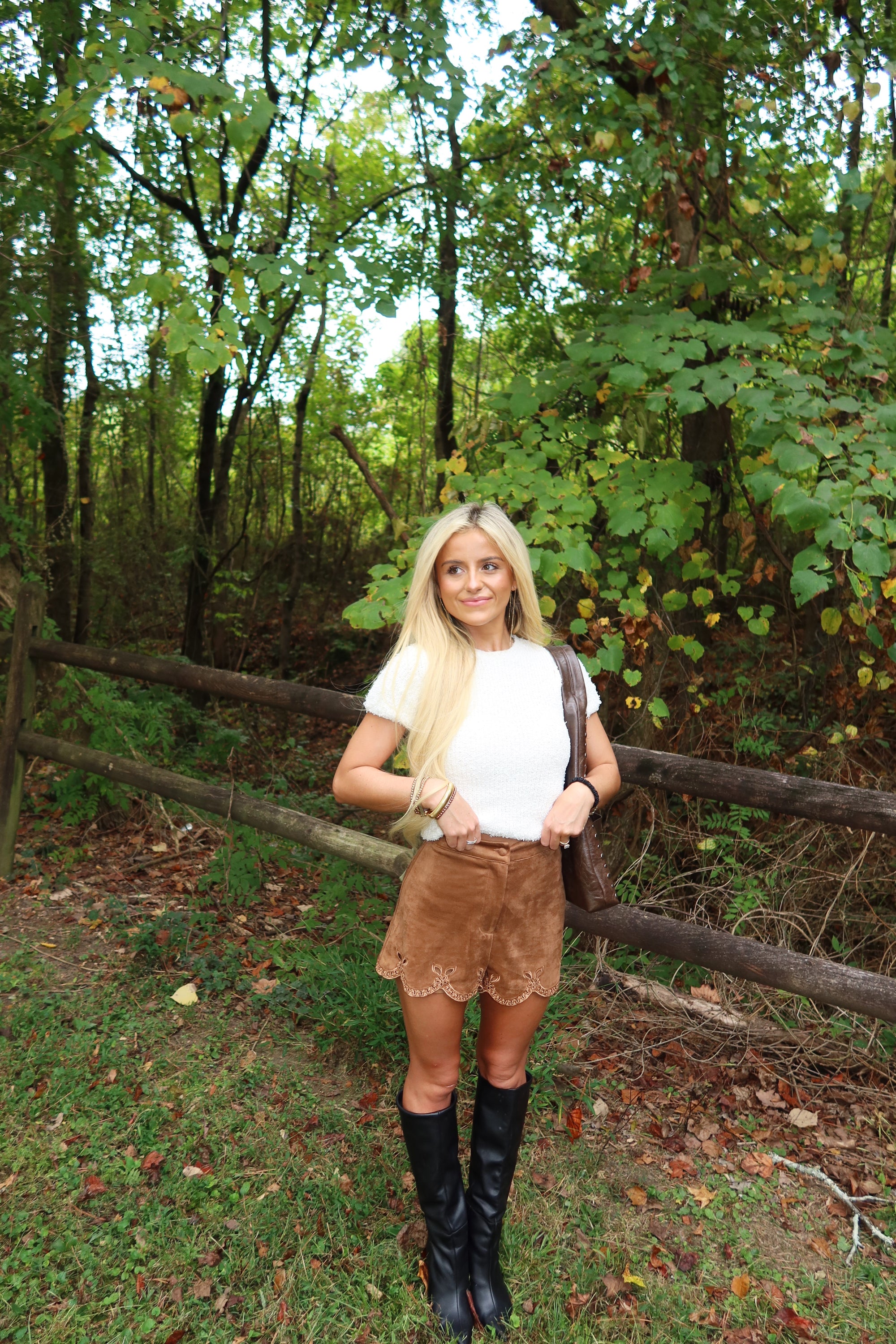 Cinnamon Suede Eyelet Shorts