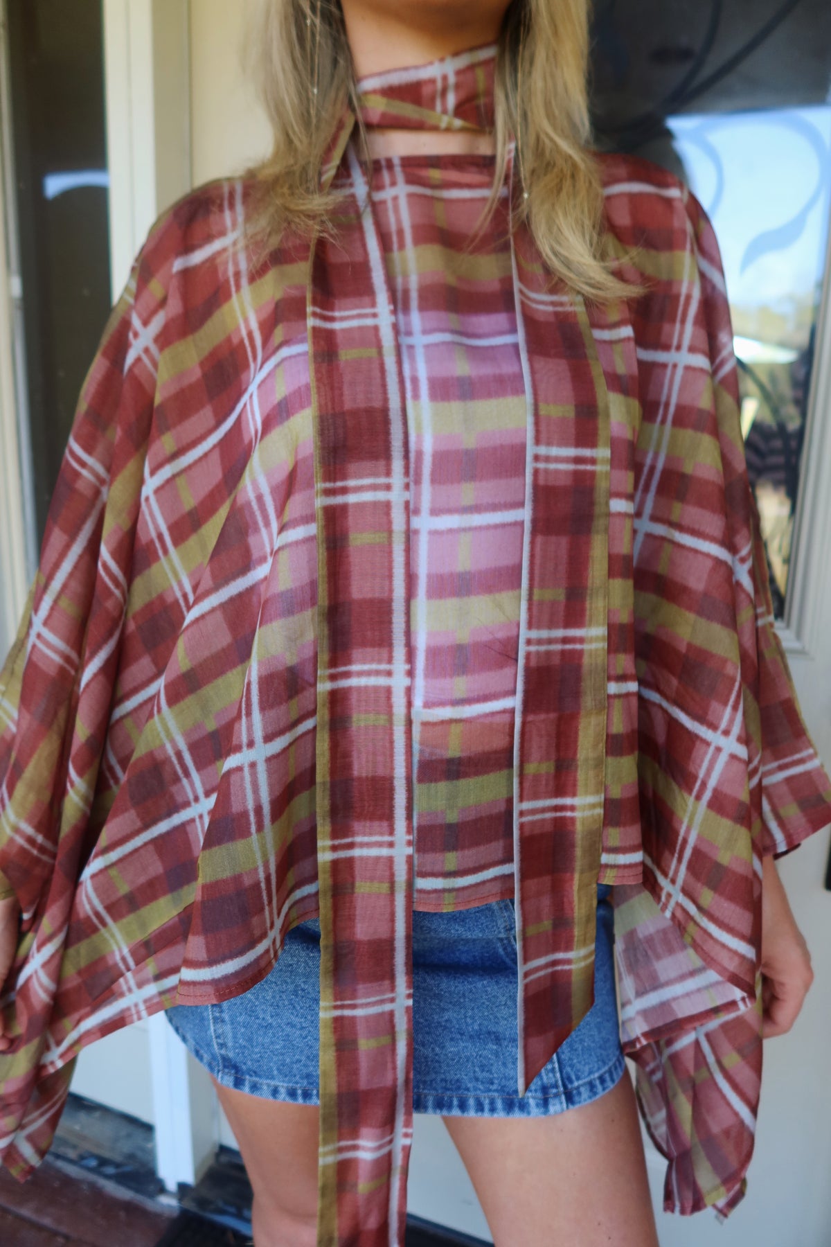 Heidi Plaid Poncho Top