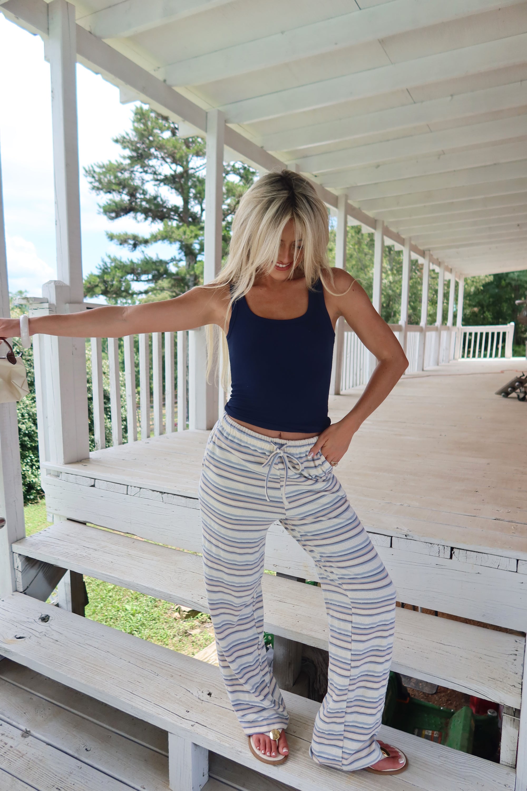 Retro Stripe Wide Leg Pants