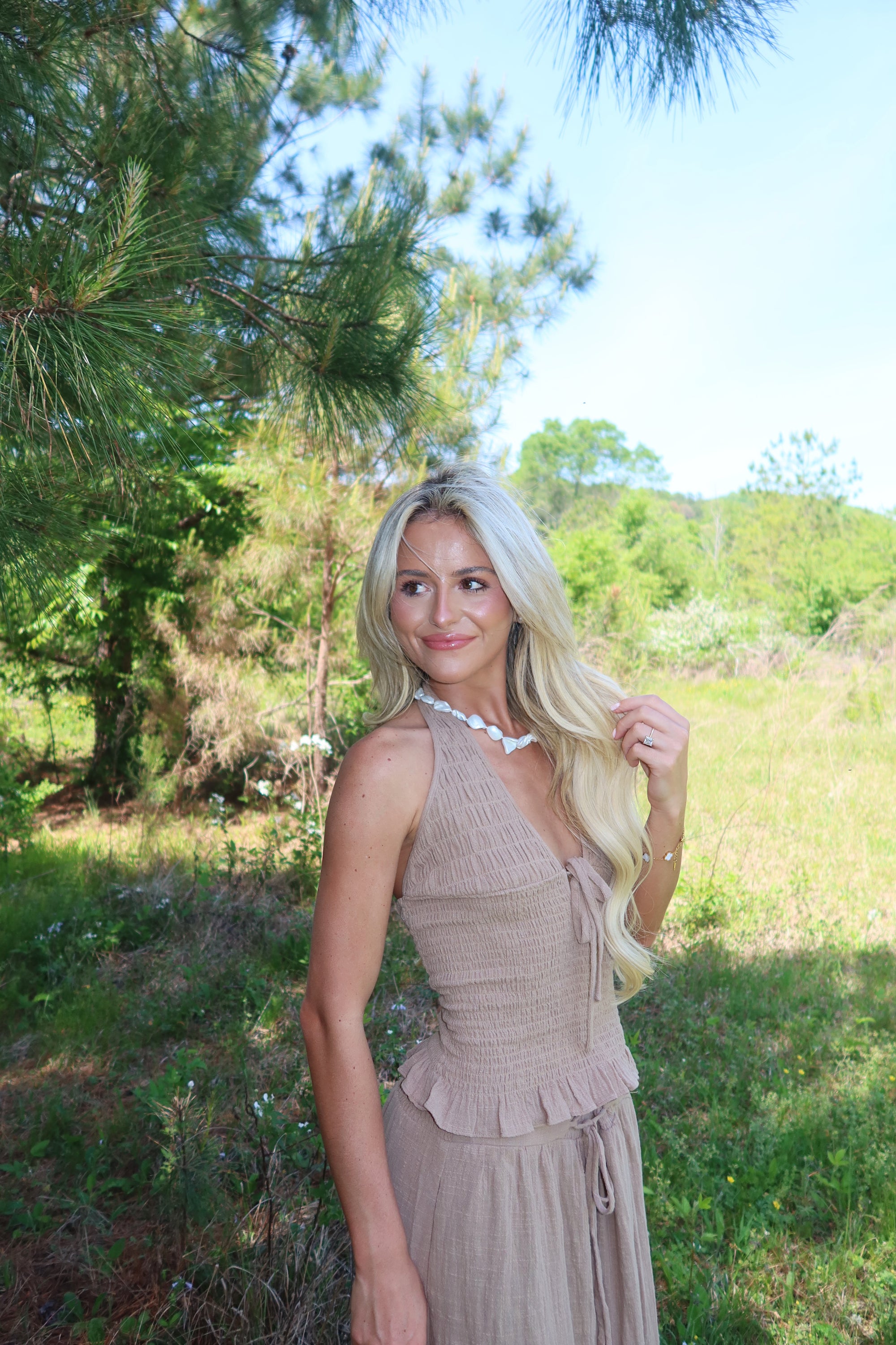 Greta Smocked Halter Set (Rattan)