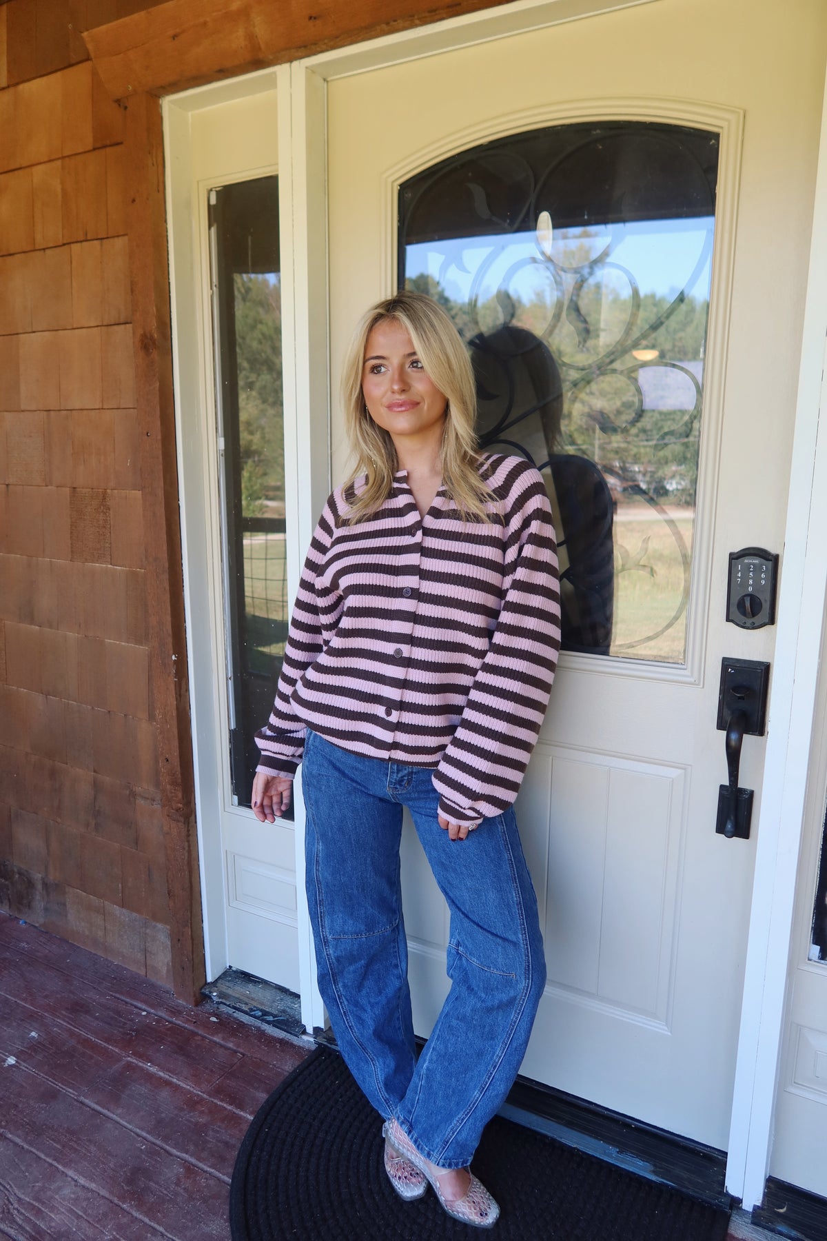 Caro Raglan Striped Cardigan
