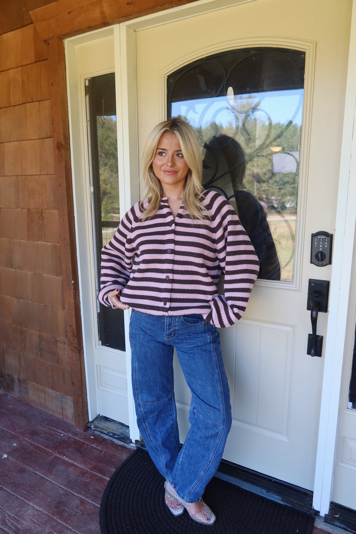 Caro Raglan Striped Cardigan
