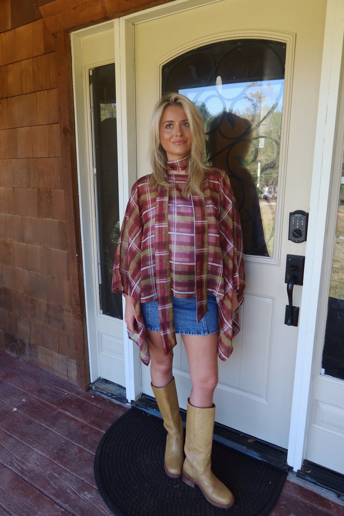 Heidi Plaid Poncho Top