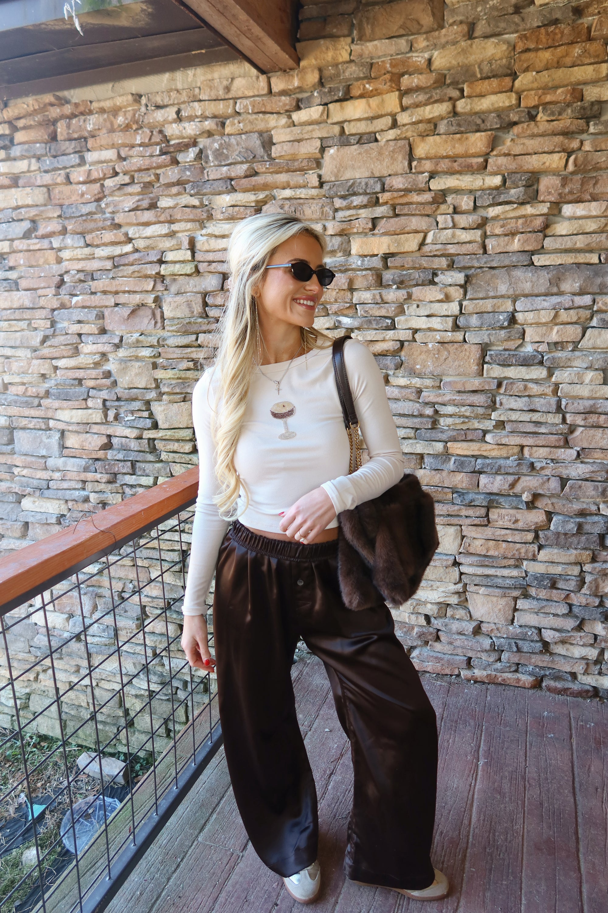 Sylvie Satin Pants (Brown)