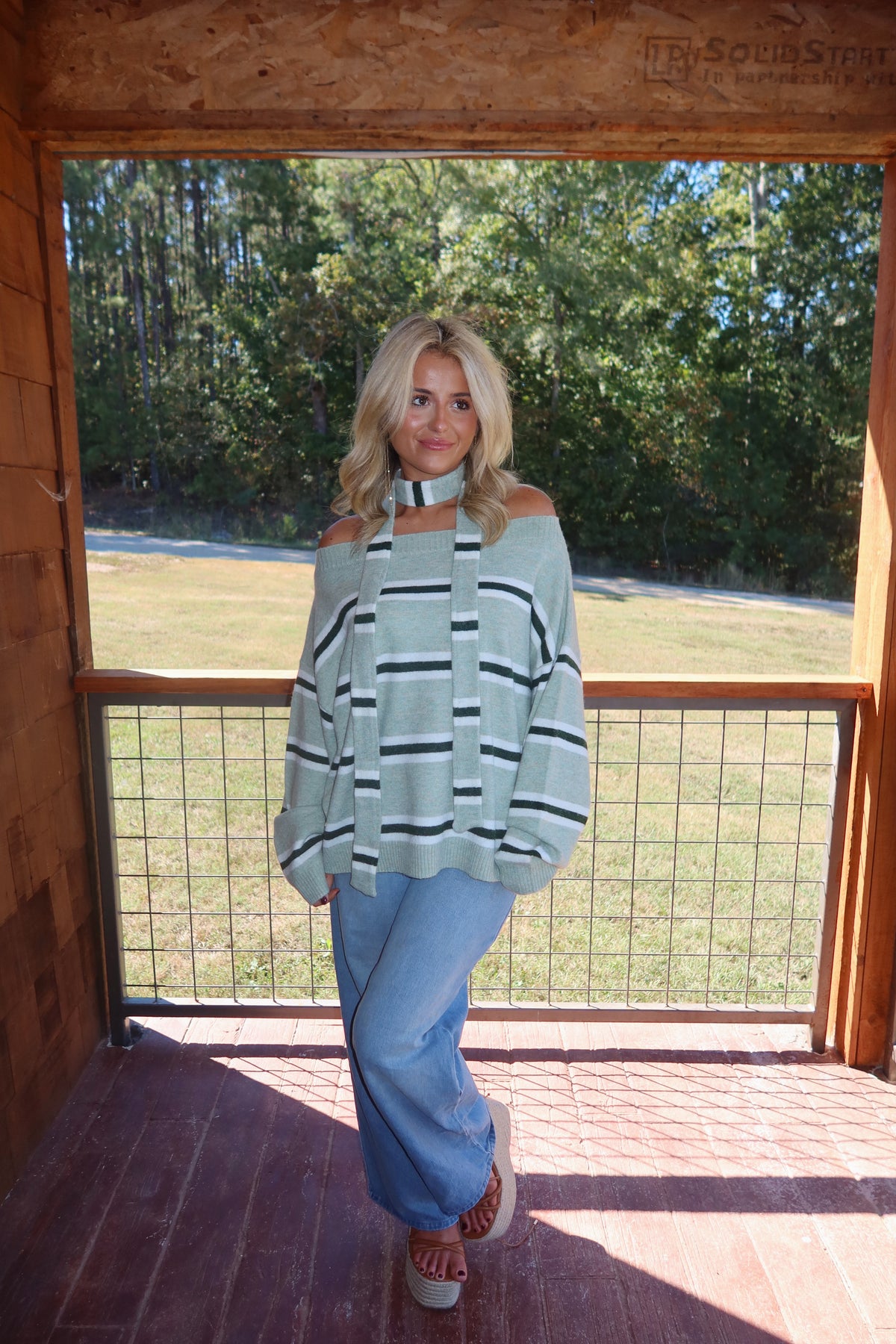Brooke Striped Sweater with Scarf