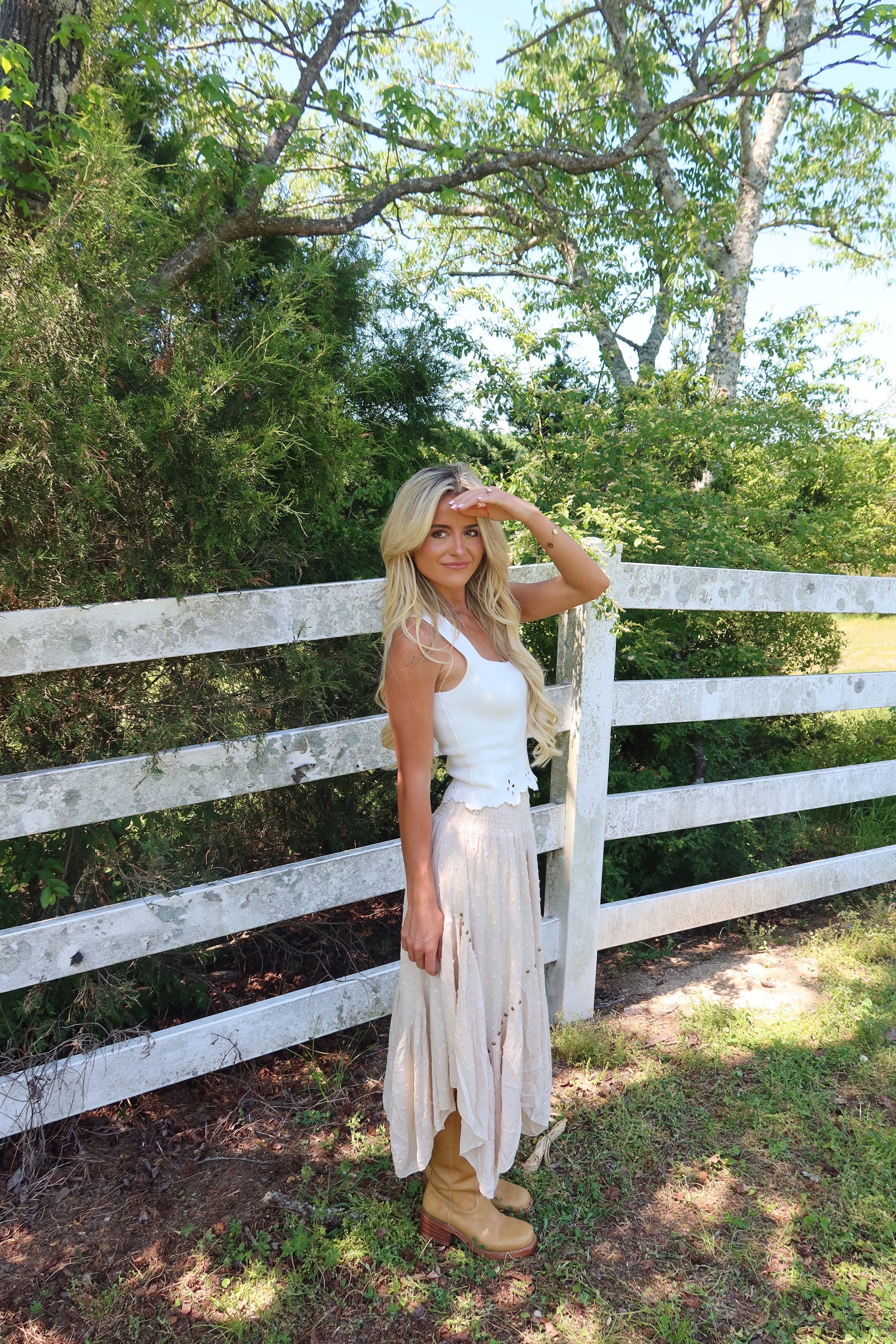 Grommet Hanky Hem Maxi Skirt