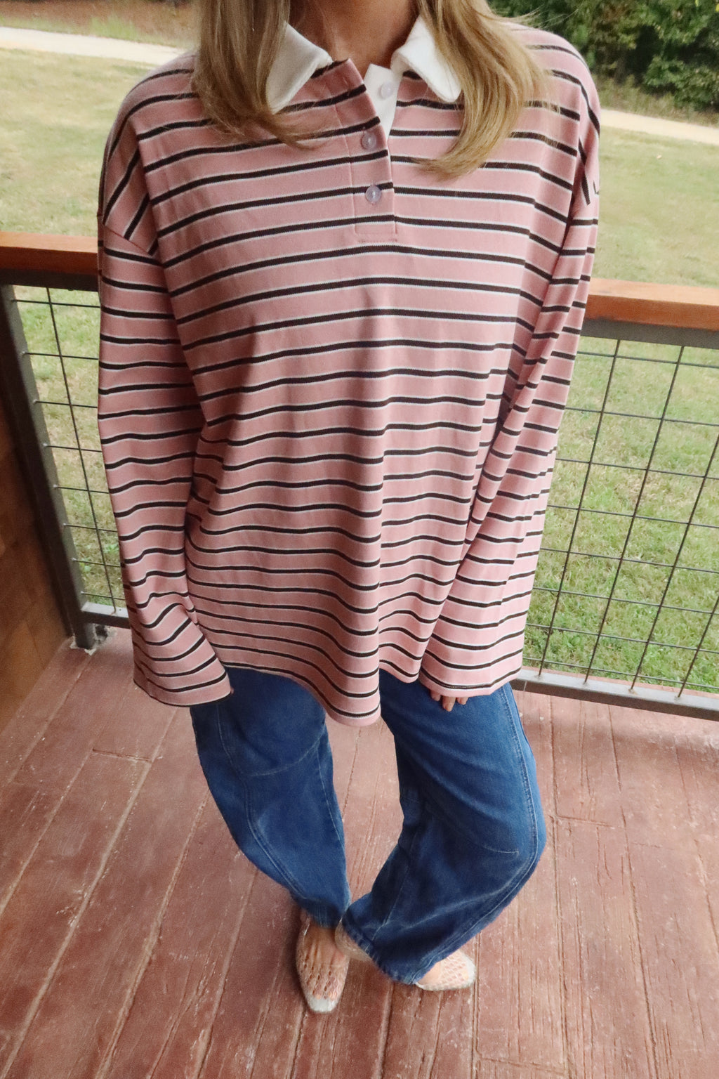 Boxy Striped Rugby Top