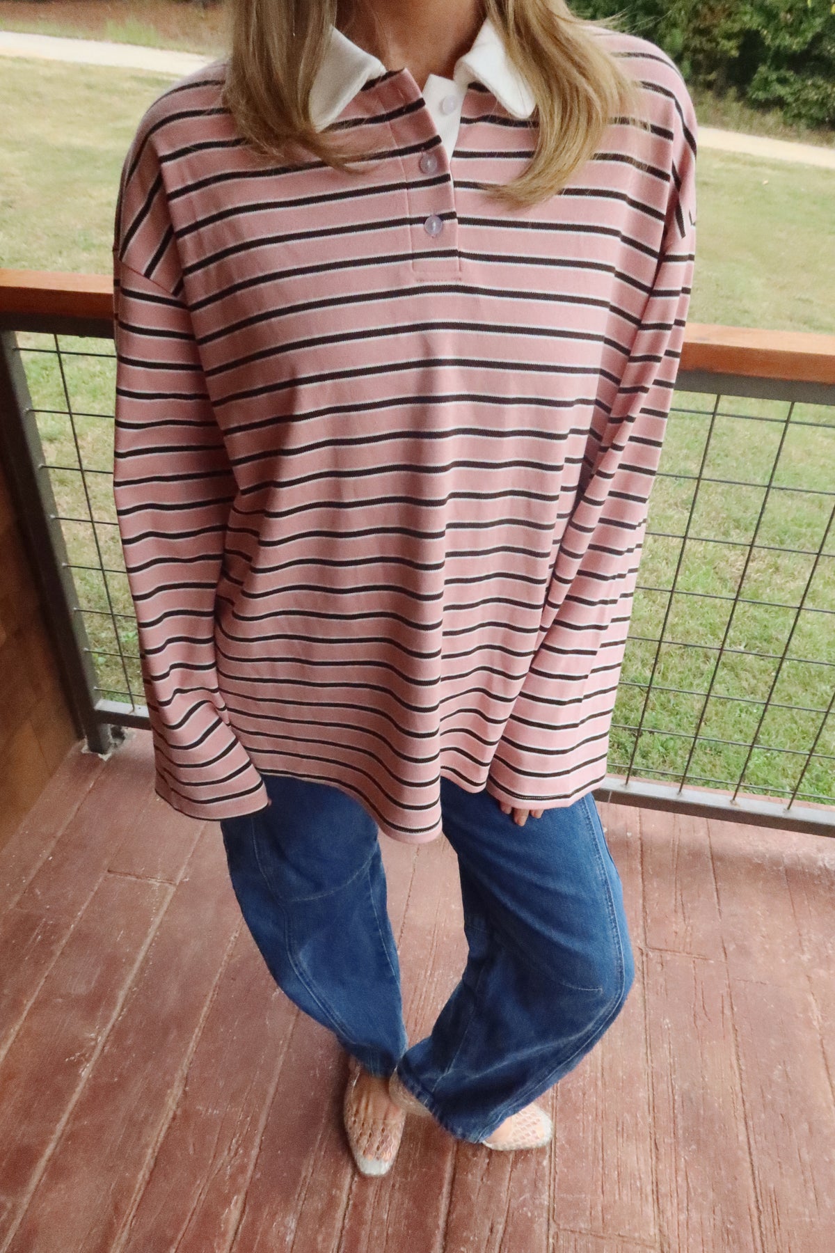 Boxy Striped Rugby Top