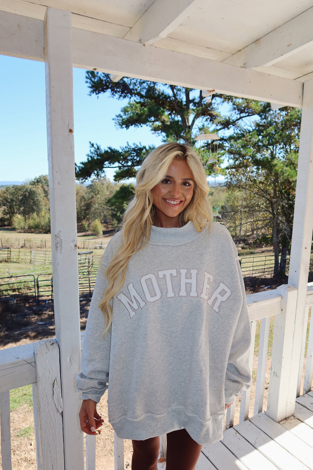 Mother Embroidered Mock Neck