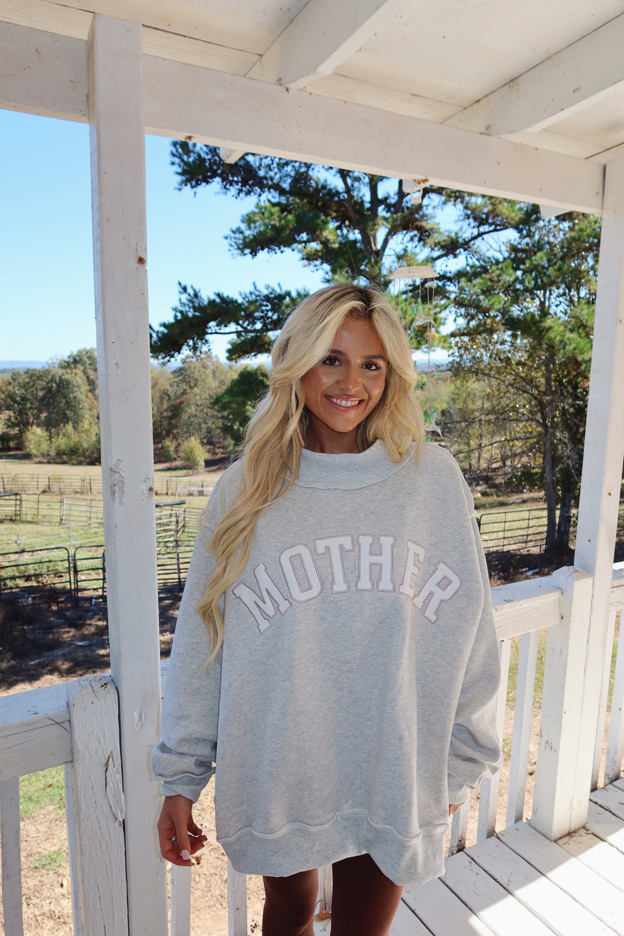 Mother Embroidered Mock Neck