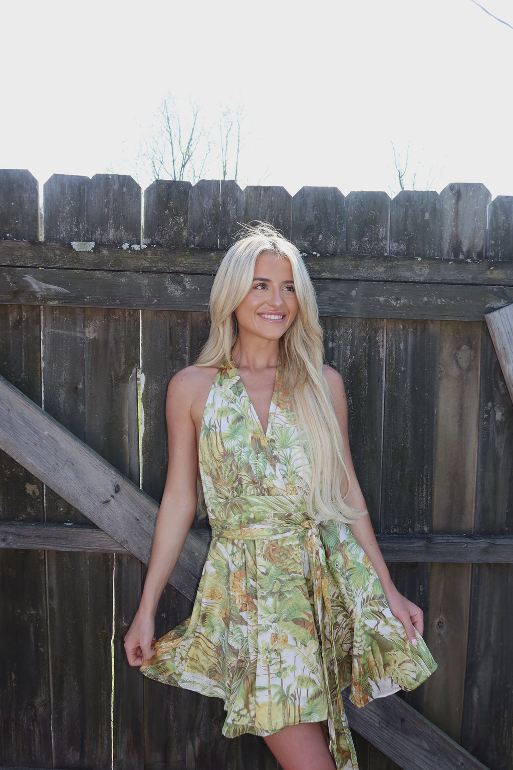 Tropic Satin Mini Wrap Dress