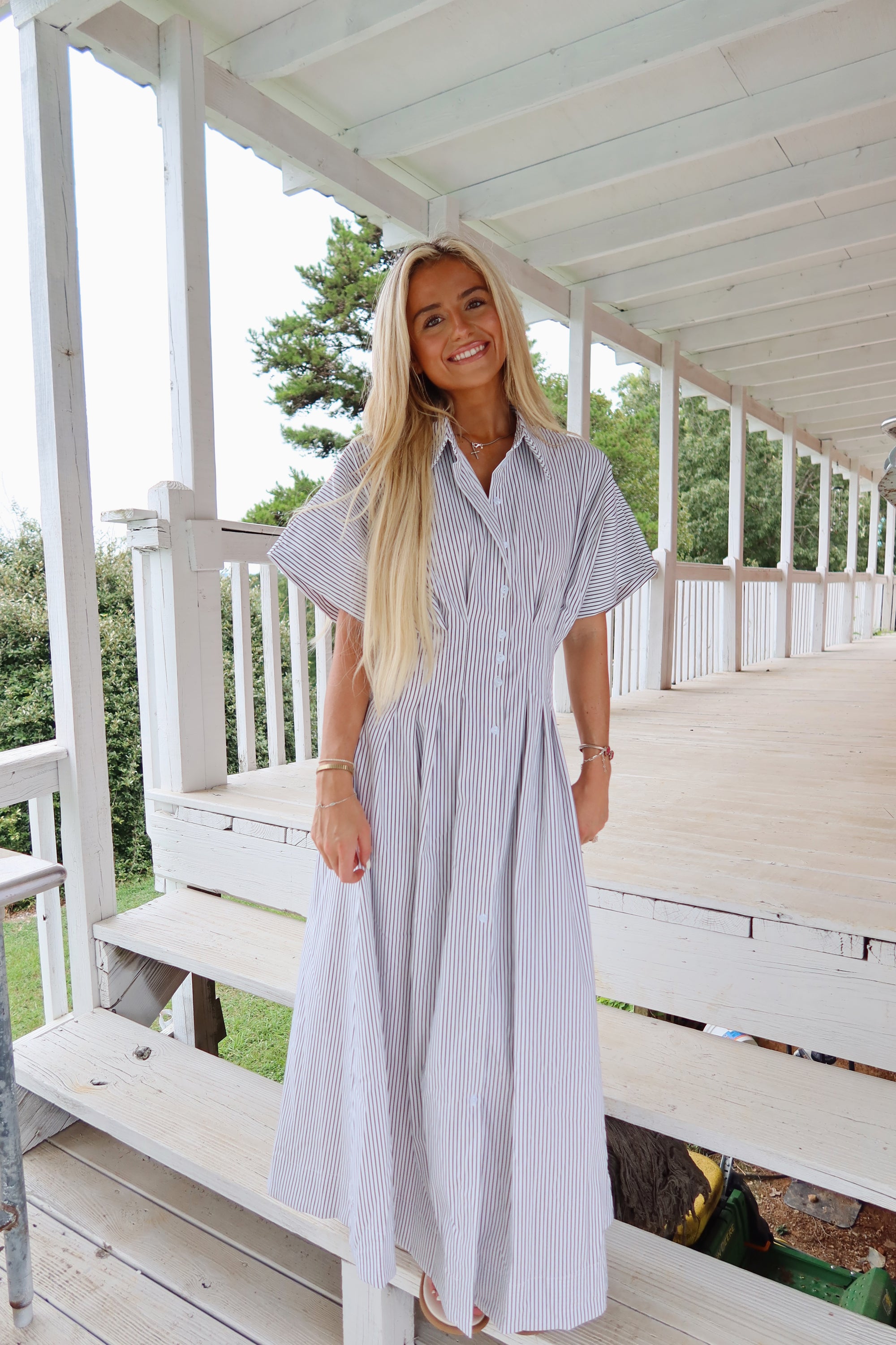 Pin-Stripe Midi Dress