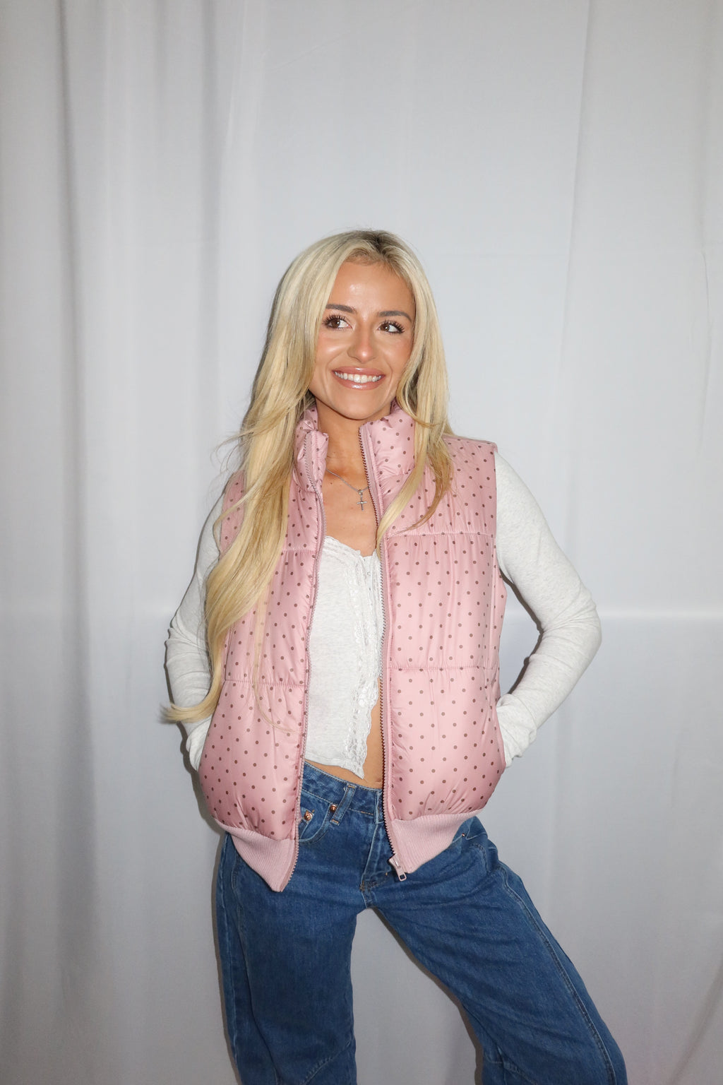 Darling Polka Dot Puffer Vest