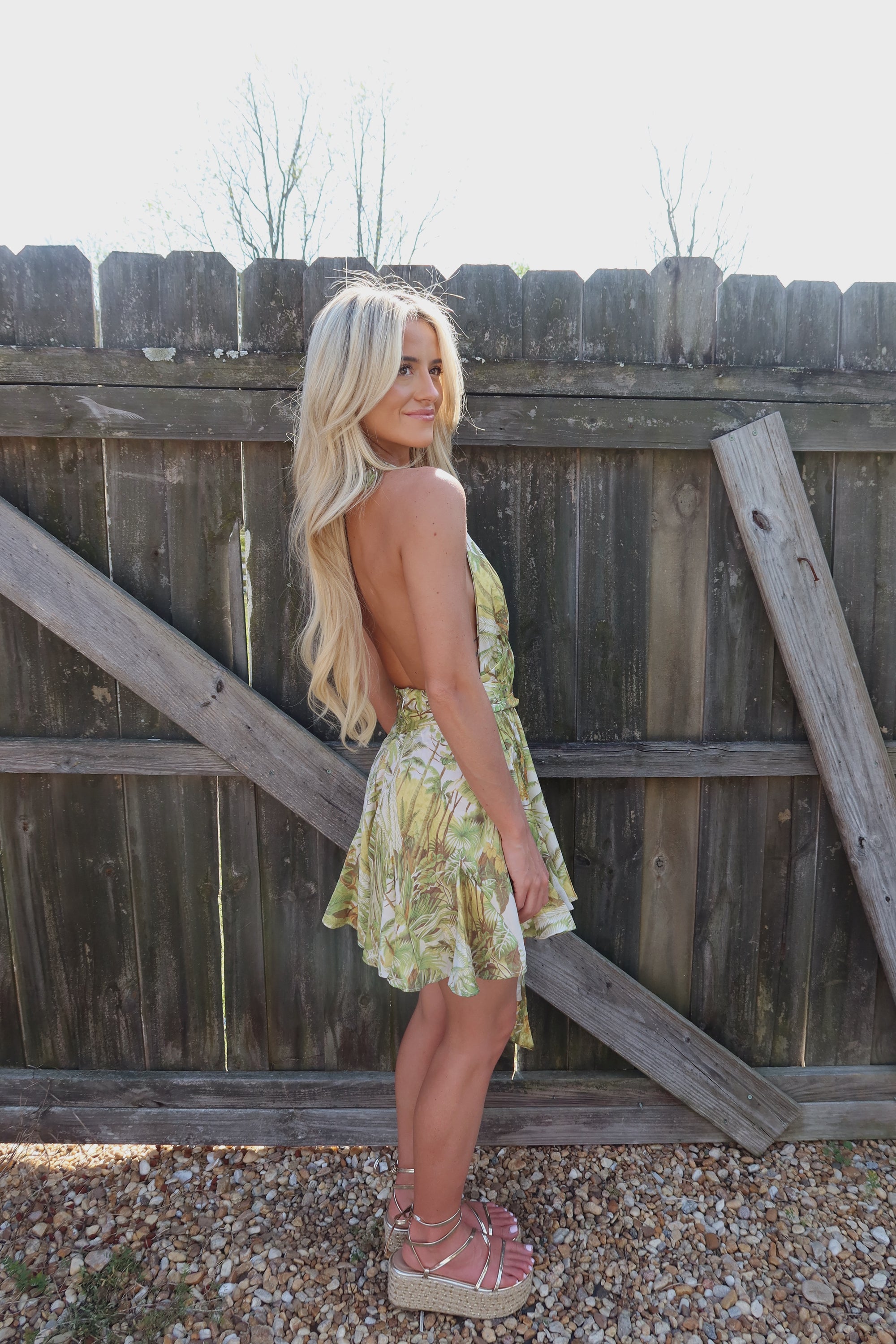 Tropic Satin Mini Wrap Dress