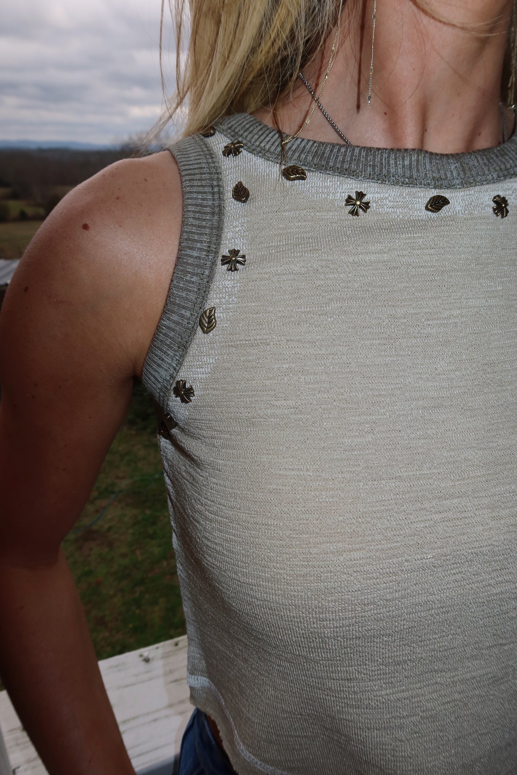 Audrey Sleeveless Knit Top-Olive