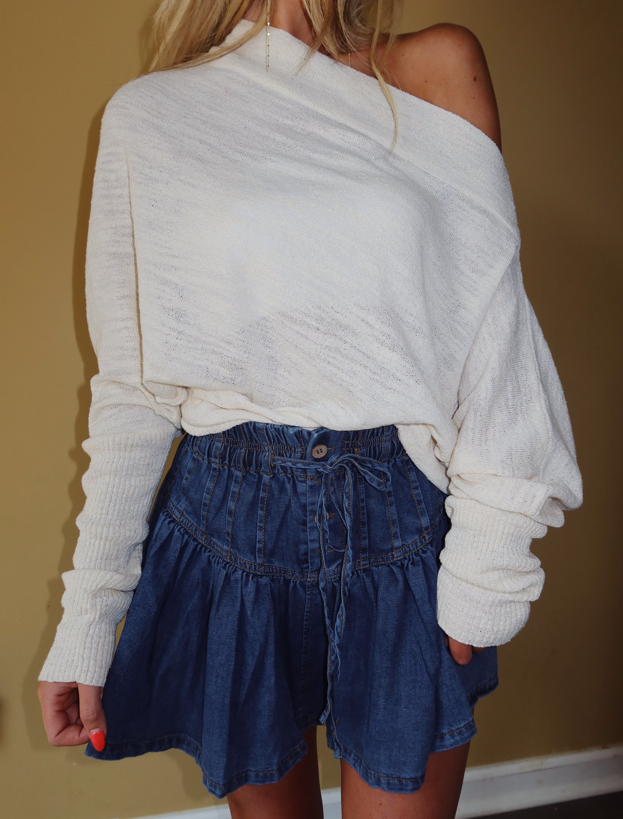 Denim Flare Mini Skirt