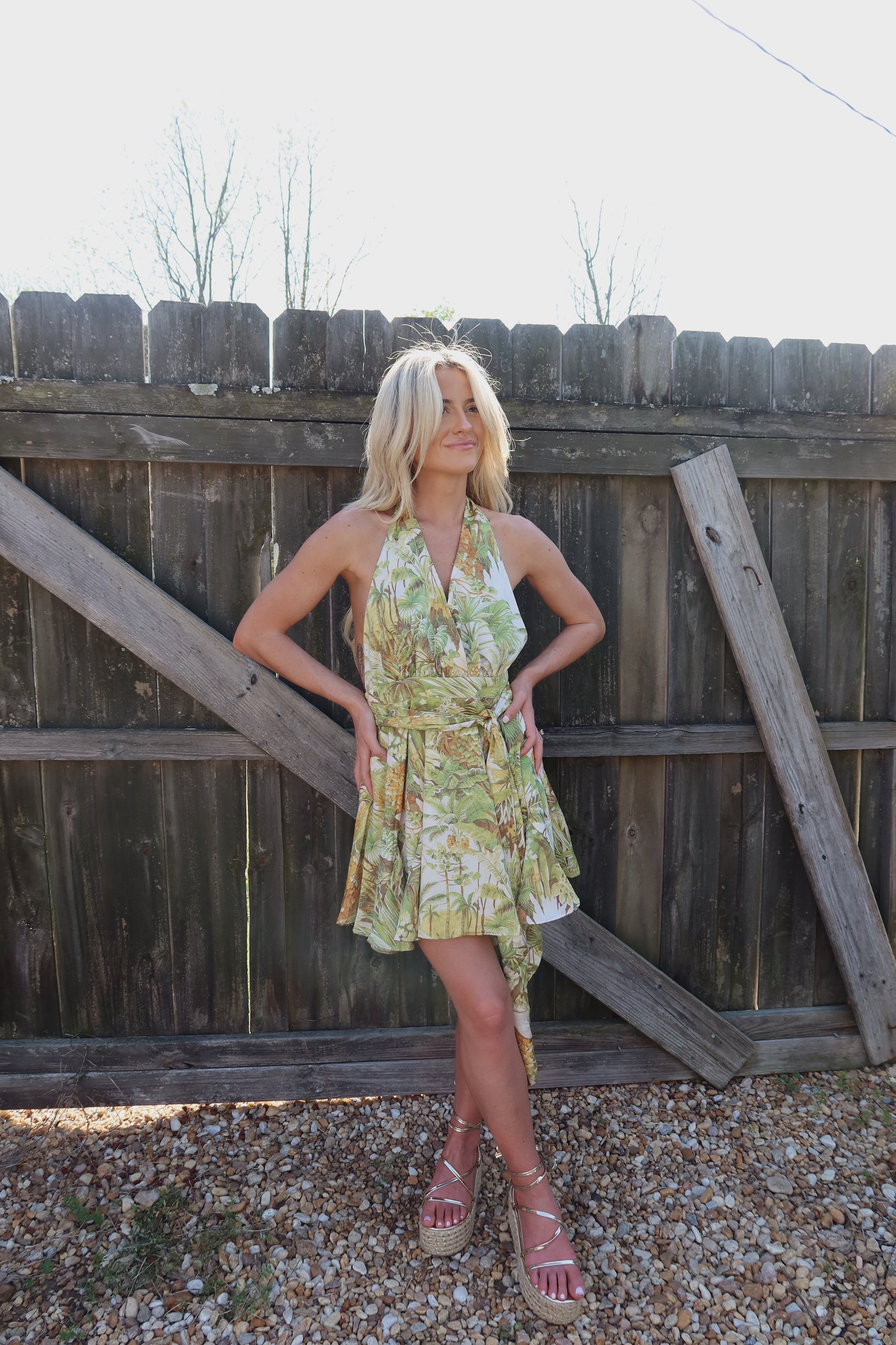 Tropic Satin Mini Wrap Dress