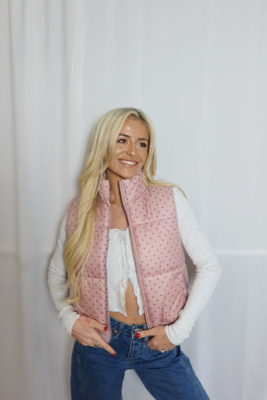 Darling Polka Dot Puffer Vest