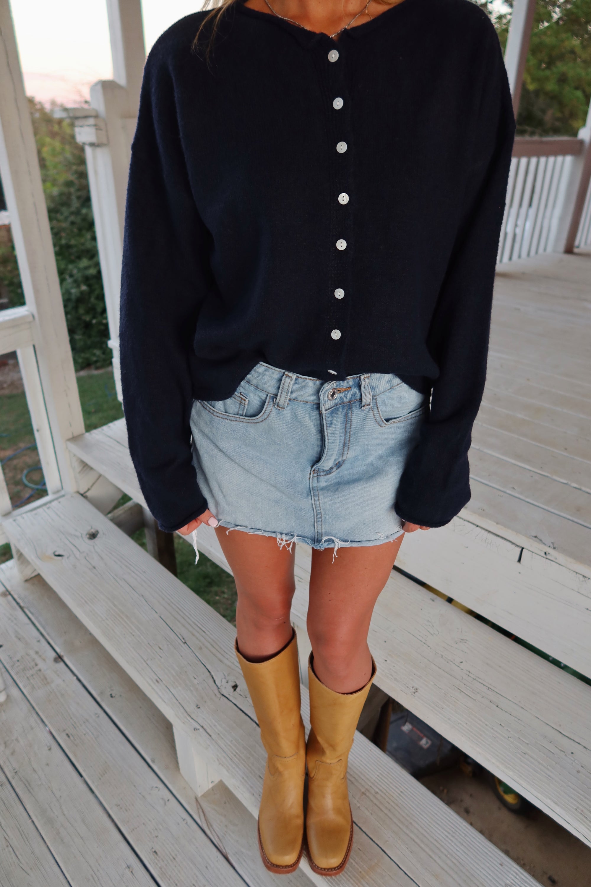 Essentials Button Down Cardigan- Navy